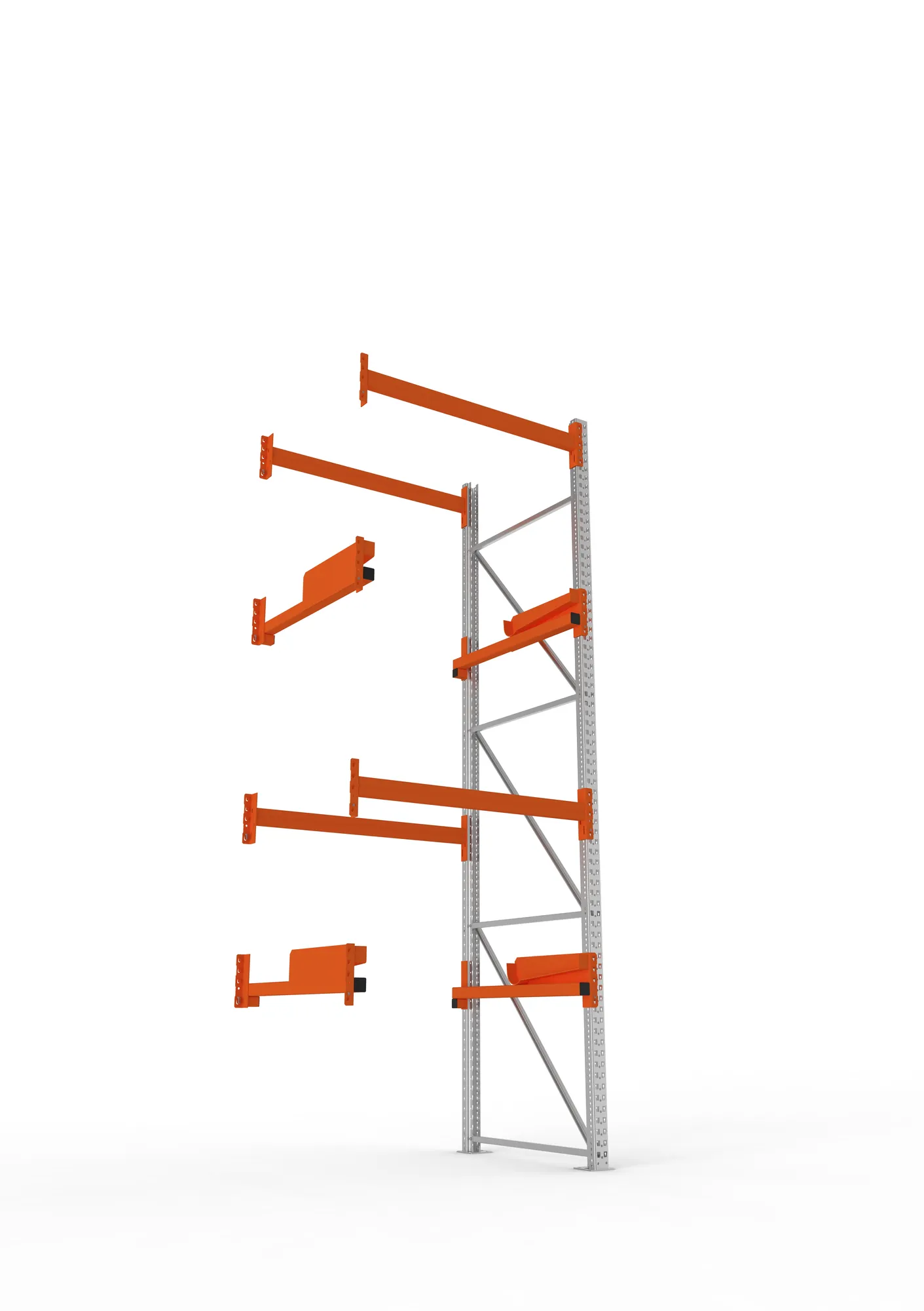 META MULTIPAL, Kabeltrommelregal, Anbauregal, 3800 x 1300 x 1100 mm, Feldlast 4000 kg, 2 Ebenen, Typ 2, RAL 5010 – Ansicht von unten