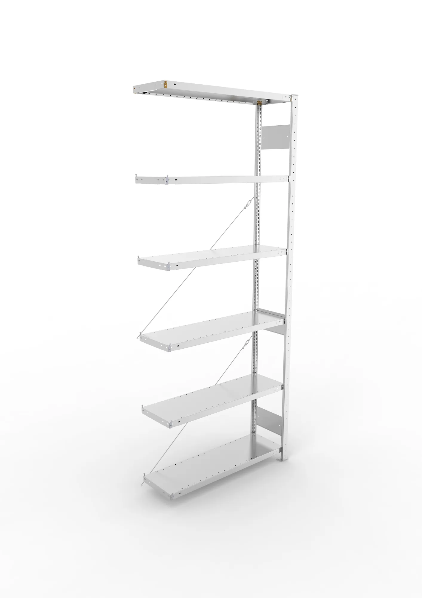 META CLIP S3, Fachbodenregal, Anbauregal, 2500 x 1000 x 300 mm, Fachlast 230 kg, 6 Ebenen, verzinkt – Ansicht von oben