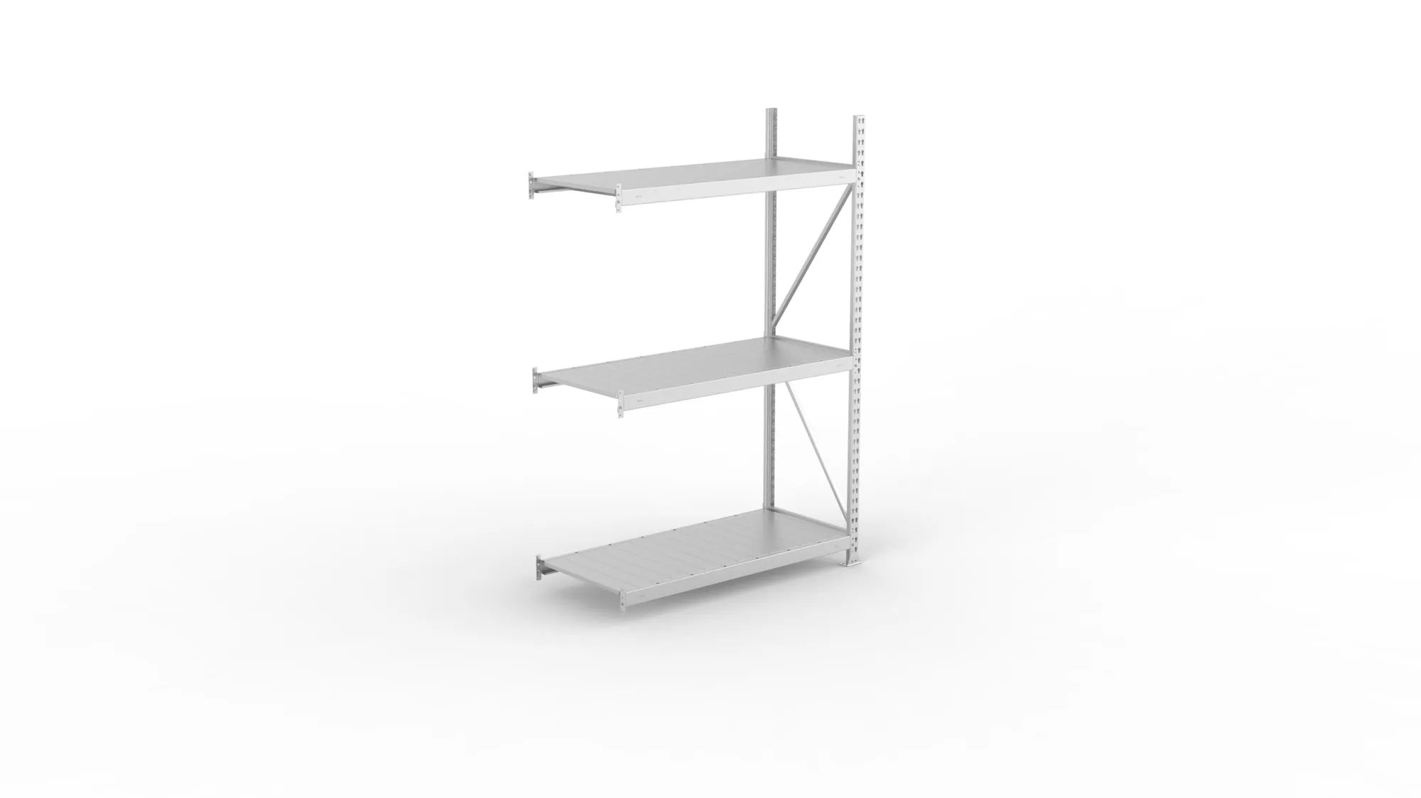 META MINI-RACK, Weitspannregal, Anbauregal, 2200 x 1400 x 650 mm, Fachlast 600 kg, Stahlpaneelböden, 3 Ebenen – Ansicht von oben