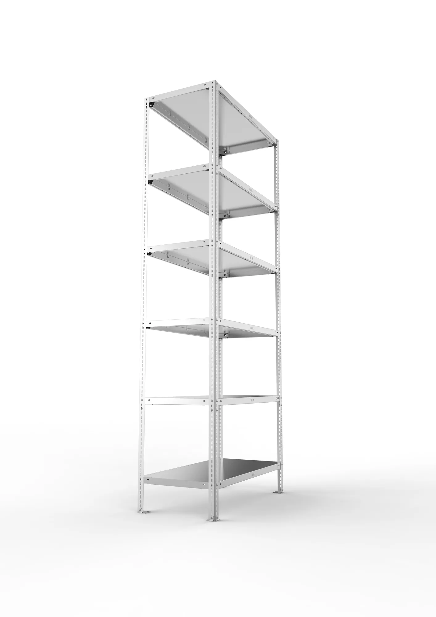 META FIX, Fachbodenregal, Grundregal, 2500 x 1000 x 500 mm, Fachlast 150 kg, 6 Ebenen, verzinkt – Seitenansicht