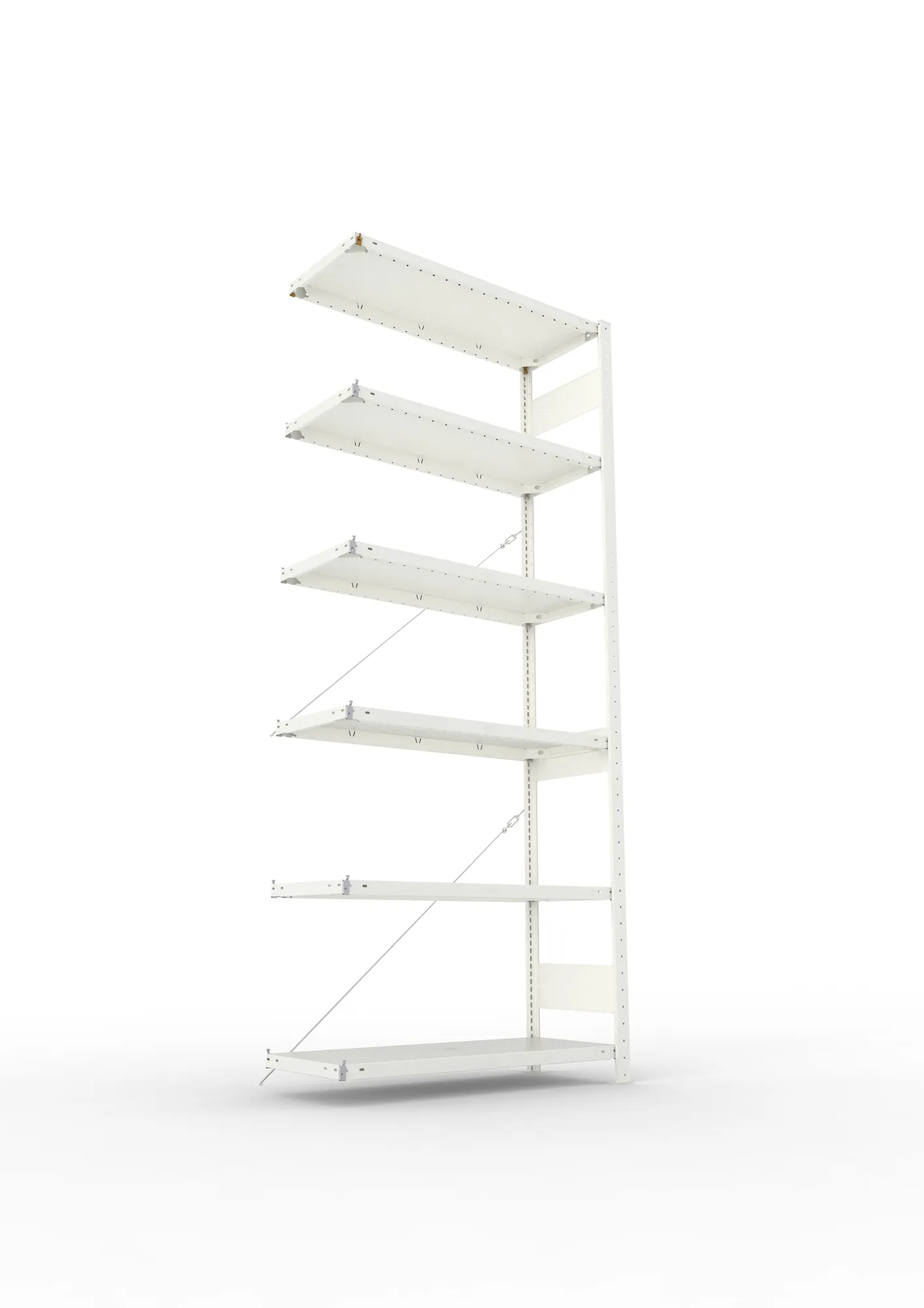 META CLIP, Fachbodenregal, Anbauregal, 2500 x 1000 x 400 mm, Fachlast 150 kg, 6 Ebenen, RAL 7035 – Ansicht von unten