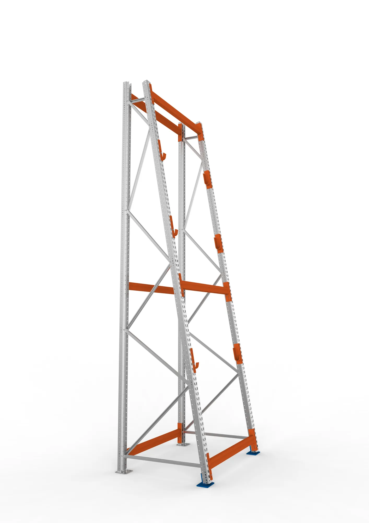 META MULTIPAL, Kabeltrommelregal, Grundregal, 4400 x 1300 x 1100 mm, Feldlast 2250 kg, 3 Ebenen, Typ 3/A-Ständer, verzinkt – Seitenansicht