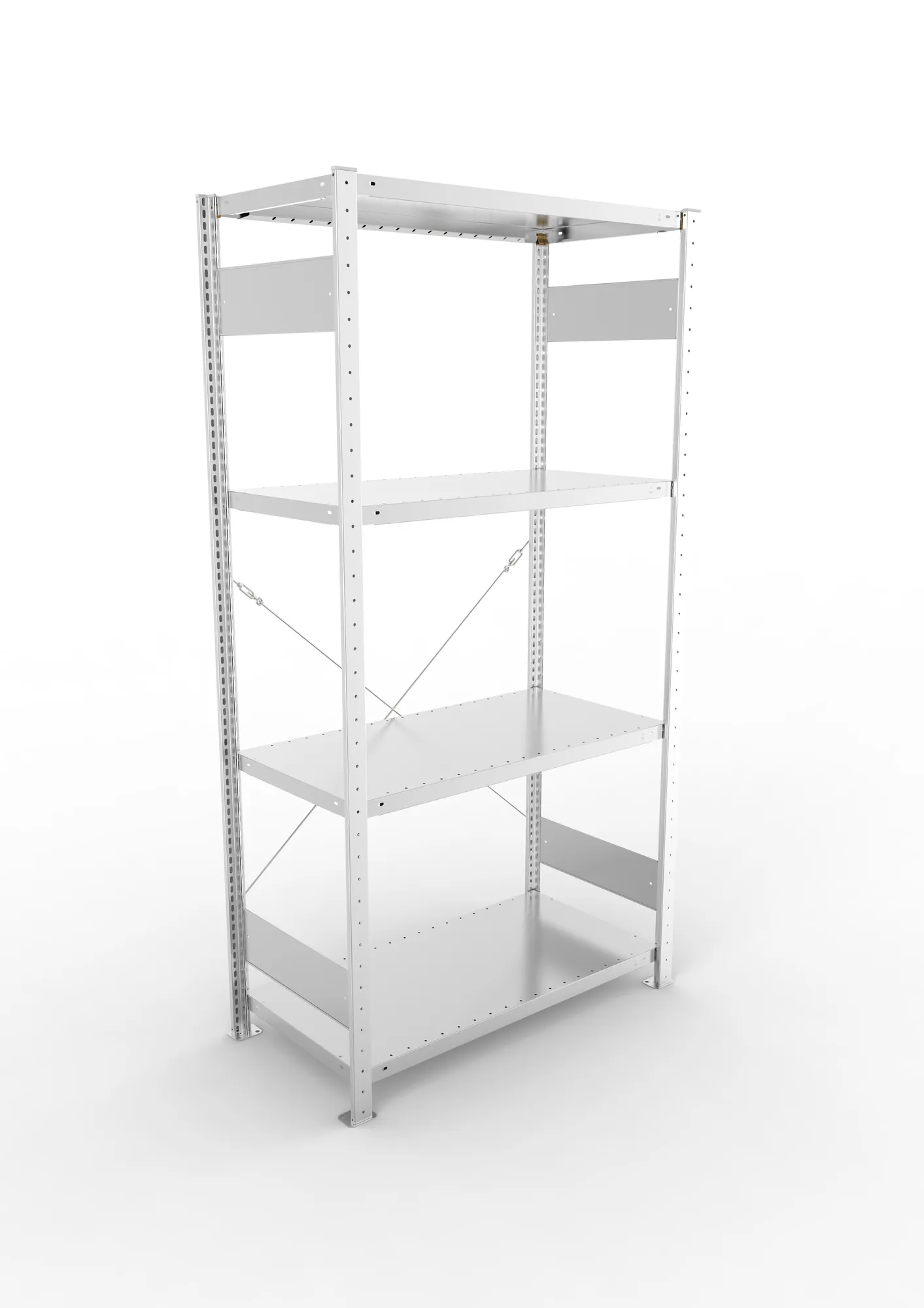 META CLIP SET, Fachbodenregal, Grundregal, 2000 x 1000 x 500 mm, Fachlast 230 kg, 4 Ebenen, verzinkt – Ansicht von oben