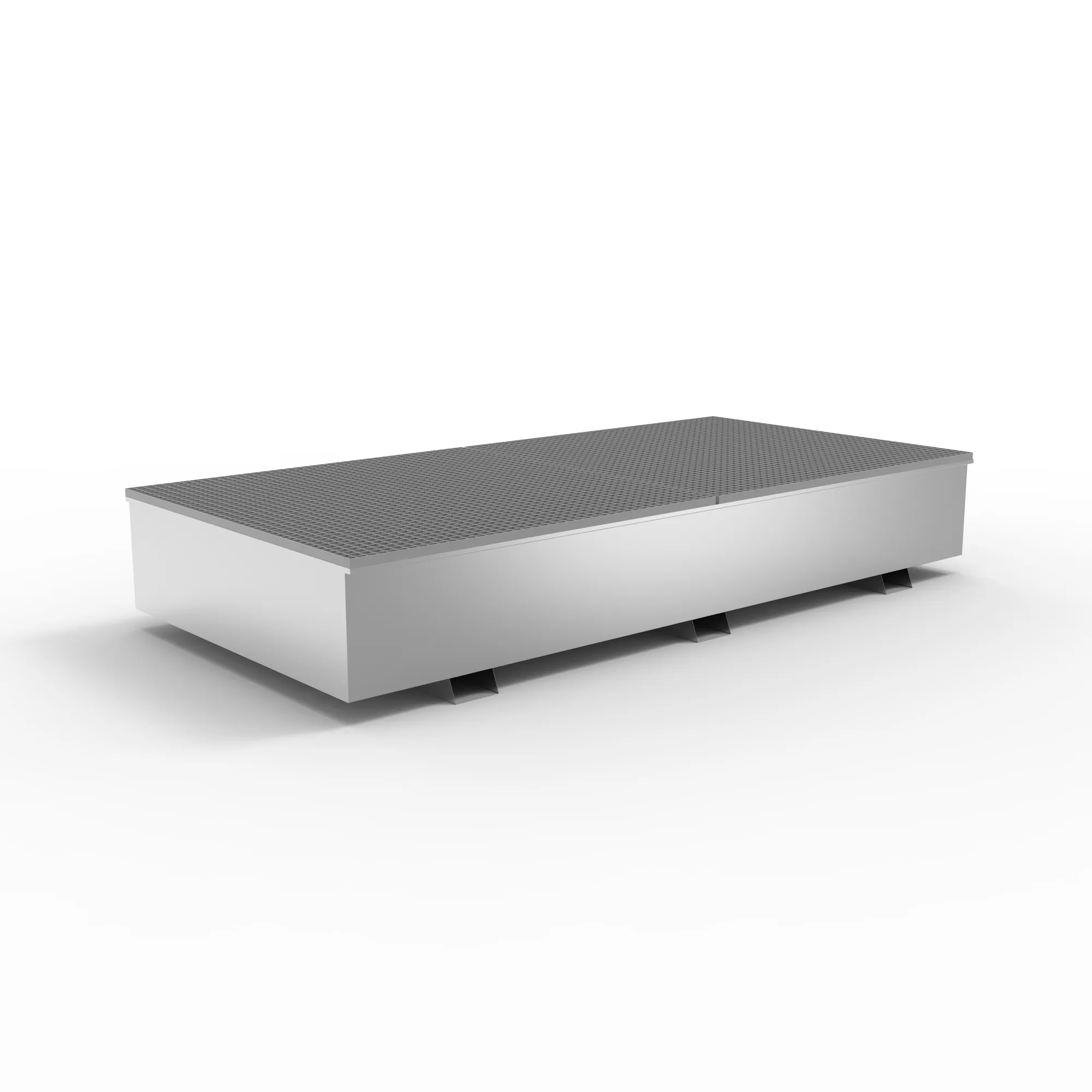 META MULTIPAL, Regalwanne mit Gitterrost, 2700 x 1100 mm, 1000 Liter, Ü-Zeichen, feuerverzinkt – Ansicht in Blickhöhe