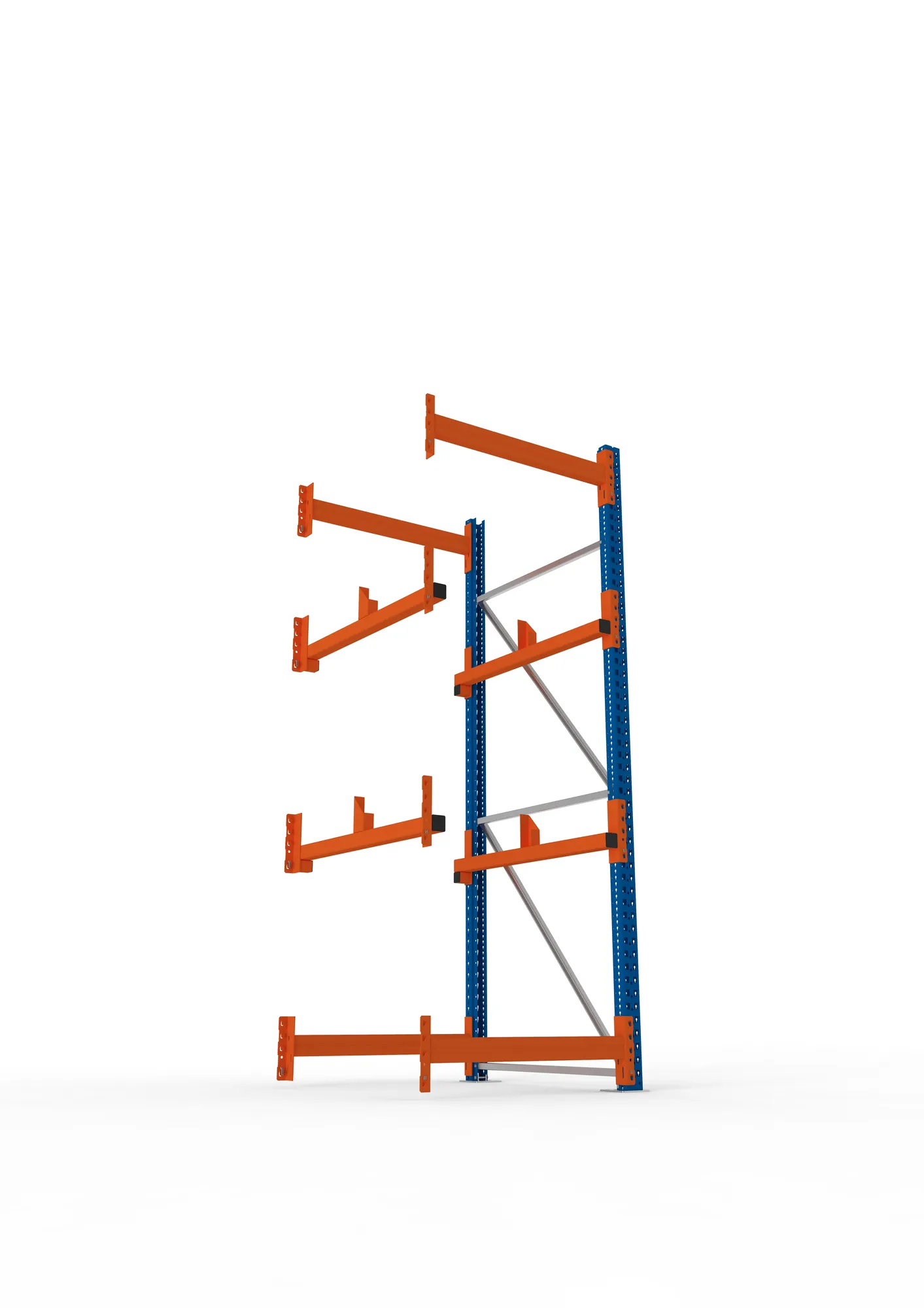 META MULTIPAL, Kabeltrommelregal, Anbauregal, 2700 x 900 x 1100 mm, Feldlast 4000 kg, 2 Ebenen, Typ 1, RAL 5010 – Ansicht von unten