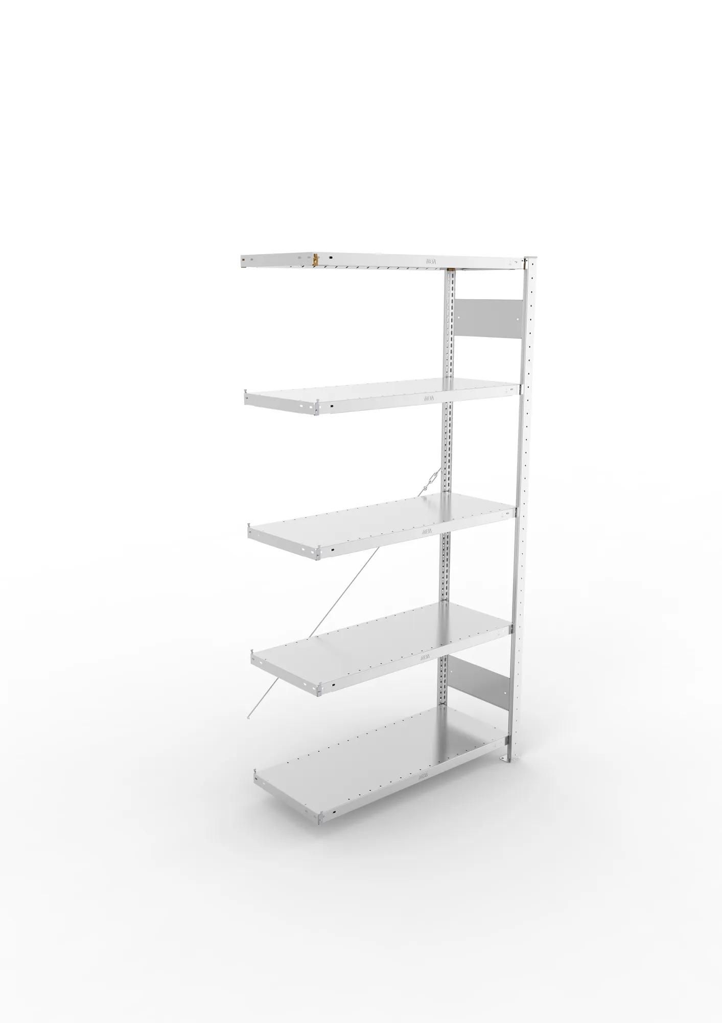 META CLIP, Fachbodenregal, Anbauregal, 2000 x 1000 x 400 mm, Fachlast 230 kg, 5 Ebenen, verzinkt – Ansicht von oben