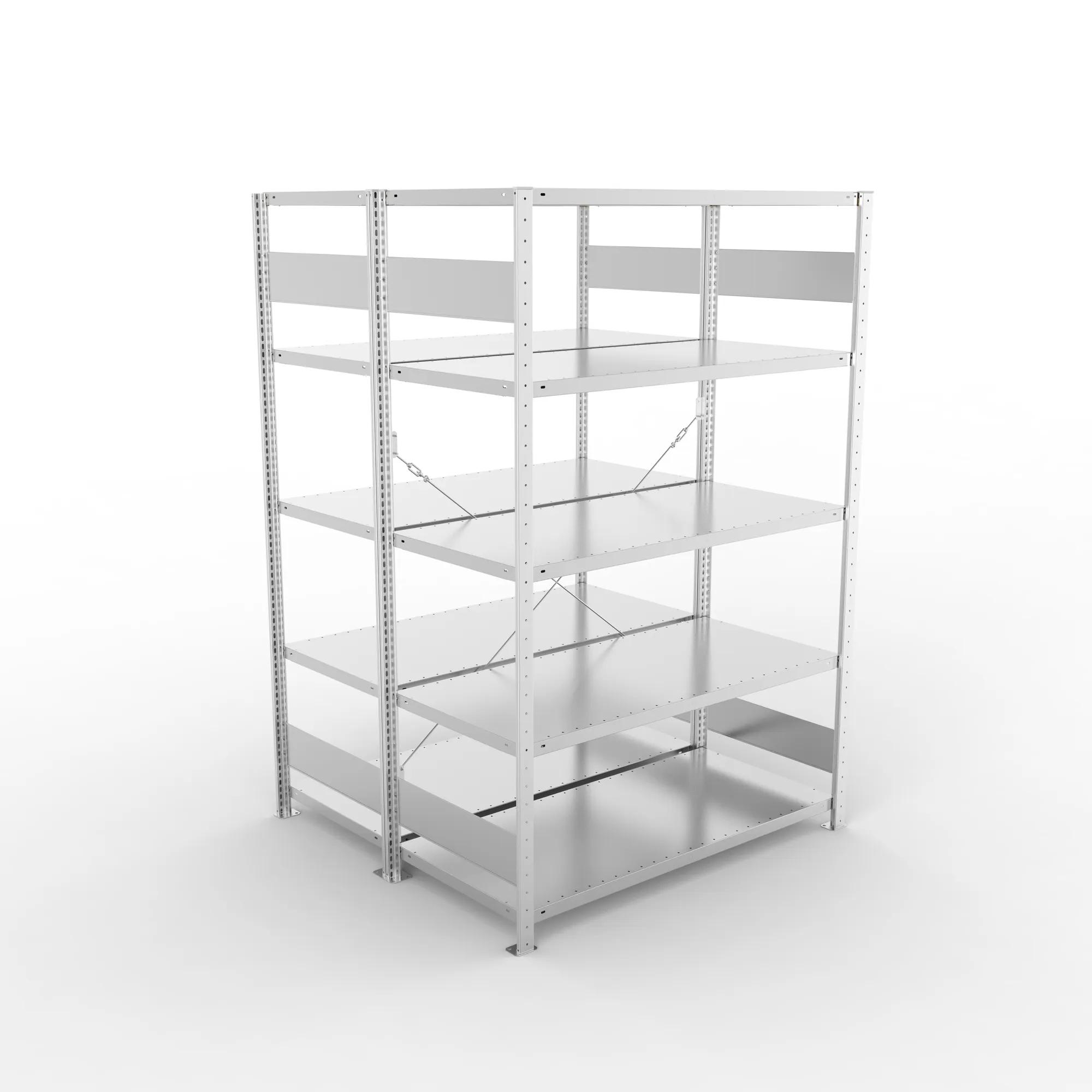 META CLIP S3, Fachbodenregal, Doppel-Grundregal, 2000 x 1300 x 600 mm, Fachlast 150 kg, 5 Ebenen, verzinkt – Ansicht von oben