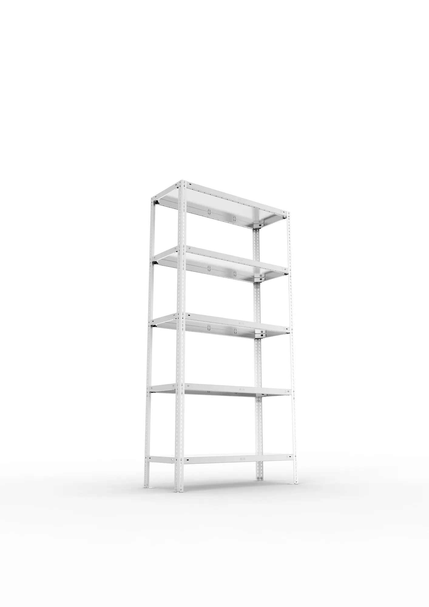 META FIX, Fachbodenregal, Grundregal, 2000 x 1000 x 400 mm, Fachlast 150 kg, 5 Ebenen, verzinkt – Ansicht von unten