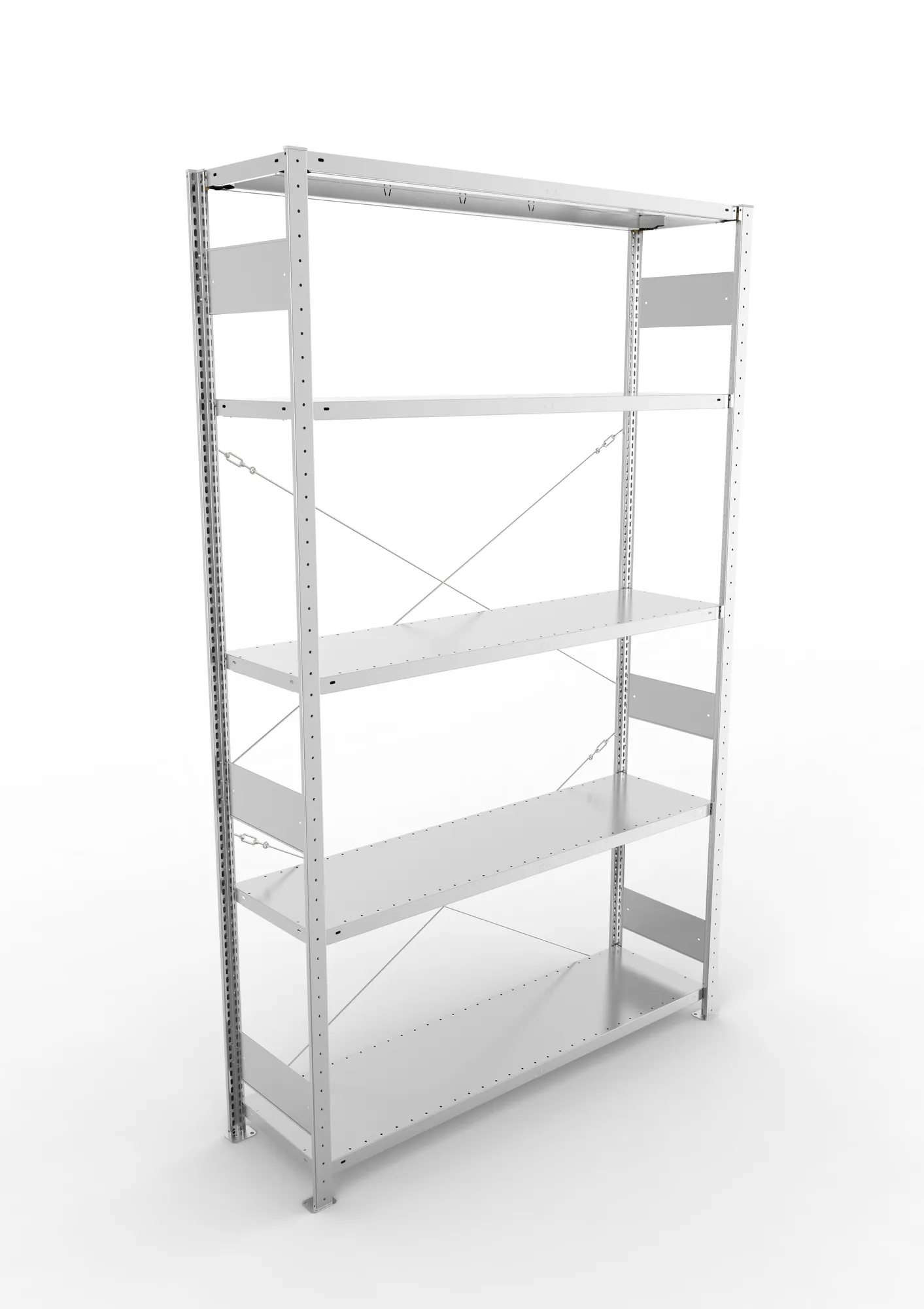 META CLIP S3, Fachbodenregal, Grundregal, 2500 x 1500 x 400 mm, Fachlast 200 kg, 4 Ebenen, verzinkt – Ansicht von oben