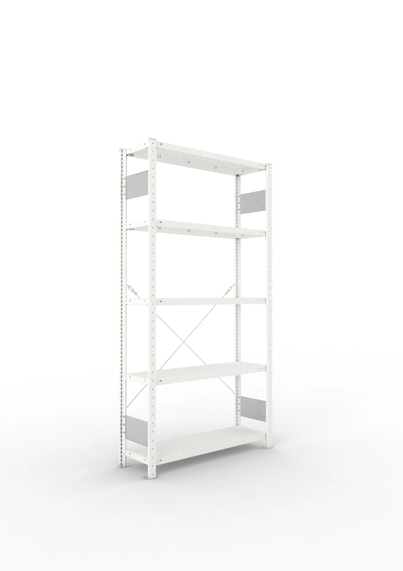 META CLIP S3, Fachbodenregal, Grundregal, 2000 x 1000 x 300 mm, Fachlast 150 kg, 5 Ebenen, RAL 7035 – Ansicht in Blickhöhe