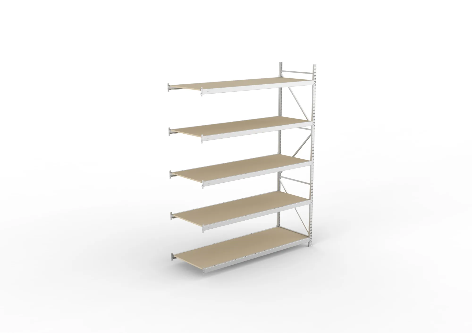 META MINI-RACK, Weitspannregal, Anbauregal, 3000 x 2200 x 800 mm, Fachlast 600 kg, Spanplattenböden, 5 Ebenen – Ansicht von oben