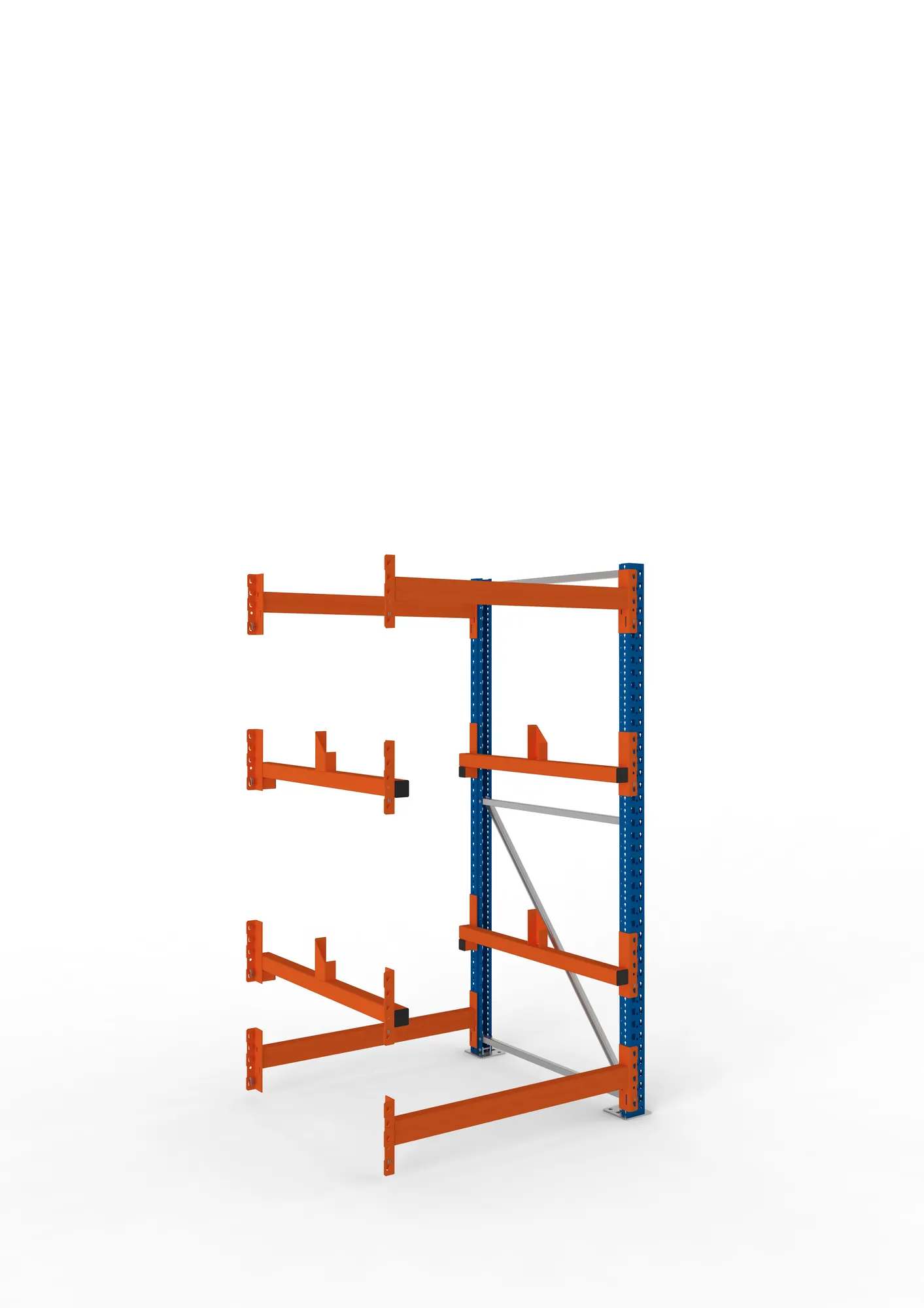 META MULTIPAL, Kabeltrommelregal, Anbauregal, 2200 x 1100 x 1100 mm, Feldlast 4000 kg, 2 Ebenen, Typ 1, RAL 5010 – Ansicht in Blickhöhe