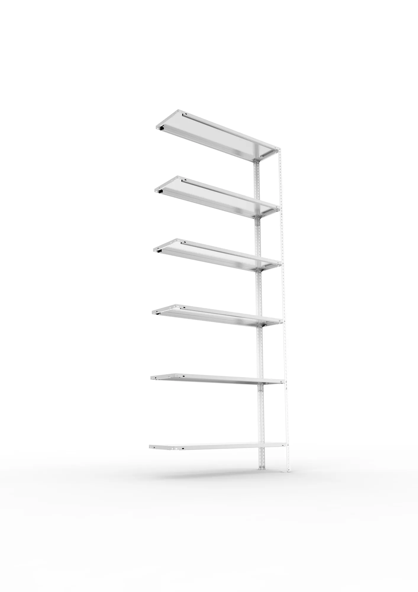 META FIX, Fachbodenregal, Anbauregal, 2500 x 1000 x 300 mm, Fachlast 80 kg, 6 Ebenen, verzinkt – Ansicht von unten