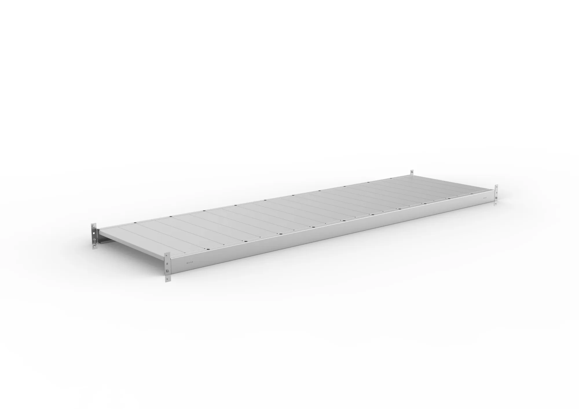 META MINI-RACK, Zusatzboden Stahlpaneele, 2200 x 650 mm, verzinkt – Ansicht in Blickhöhe