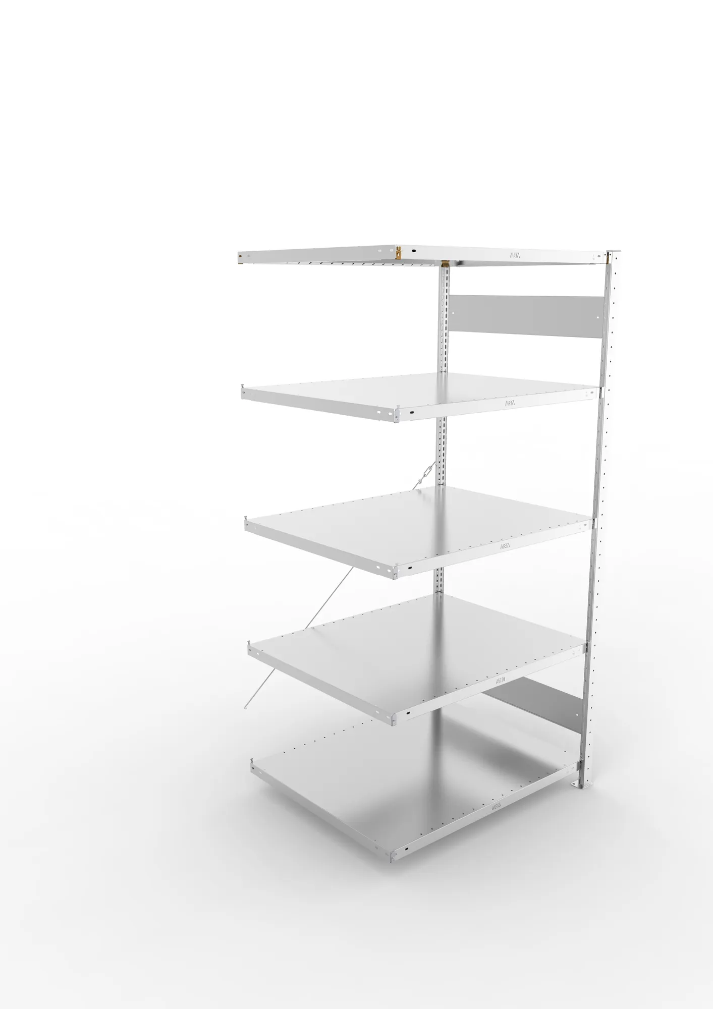 META CLIP, Fachbodenregal, Anbauregal, 2000 x 1000 x 800 mm, Fachlast 230 kg, 5 Ebenen, verzinkt – Ansicht von oben