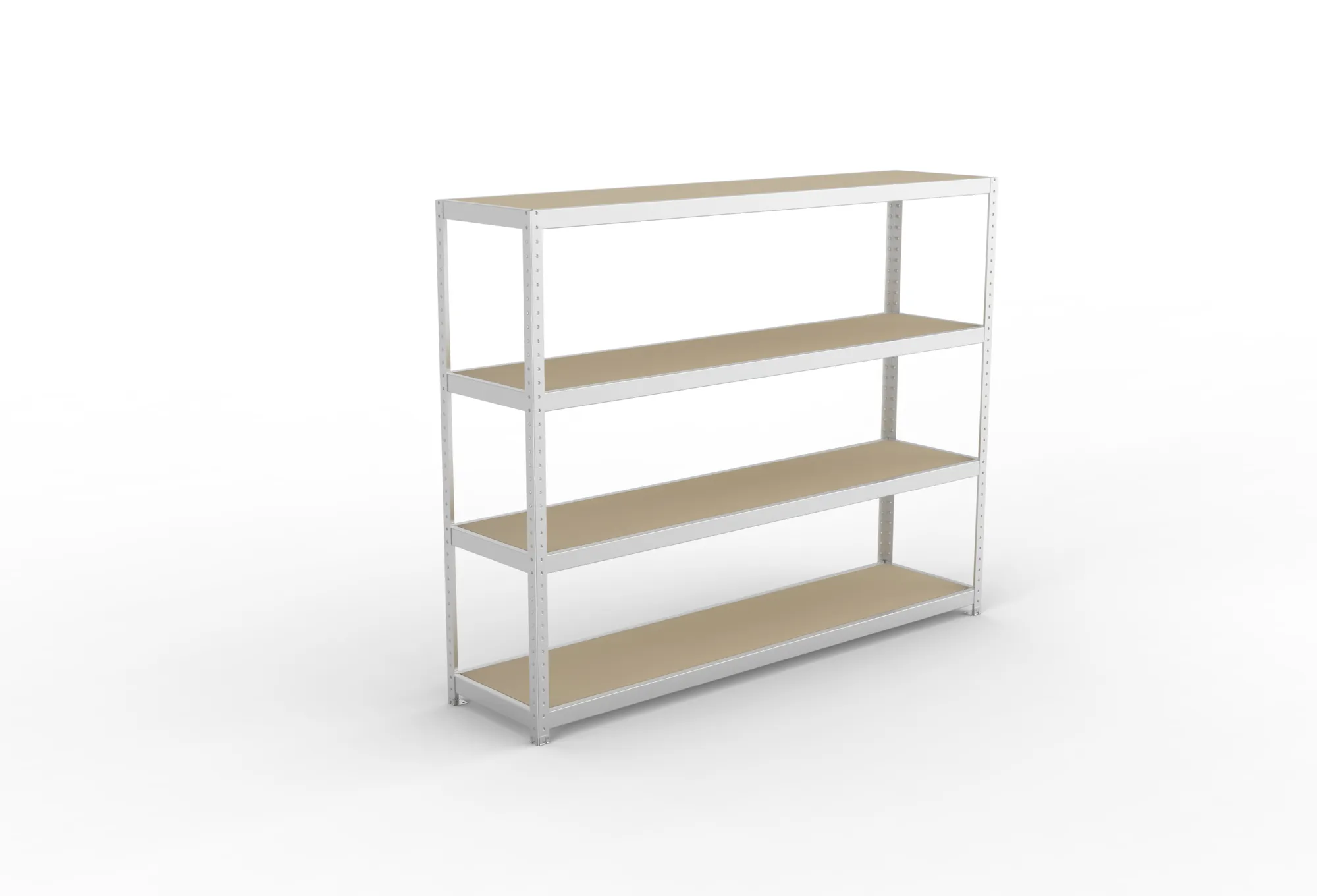 META SPEED-RACK, Weitspannregal, 1970 x 2500 x 600 mm, Fachlast 400 kg, Spanplattenböden, 4 Ebenen – Ansicht von oben