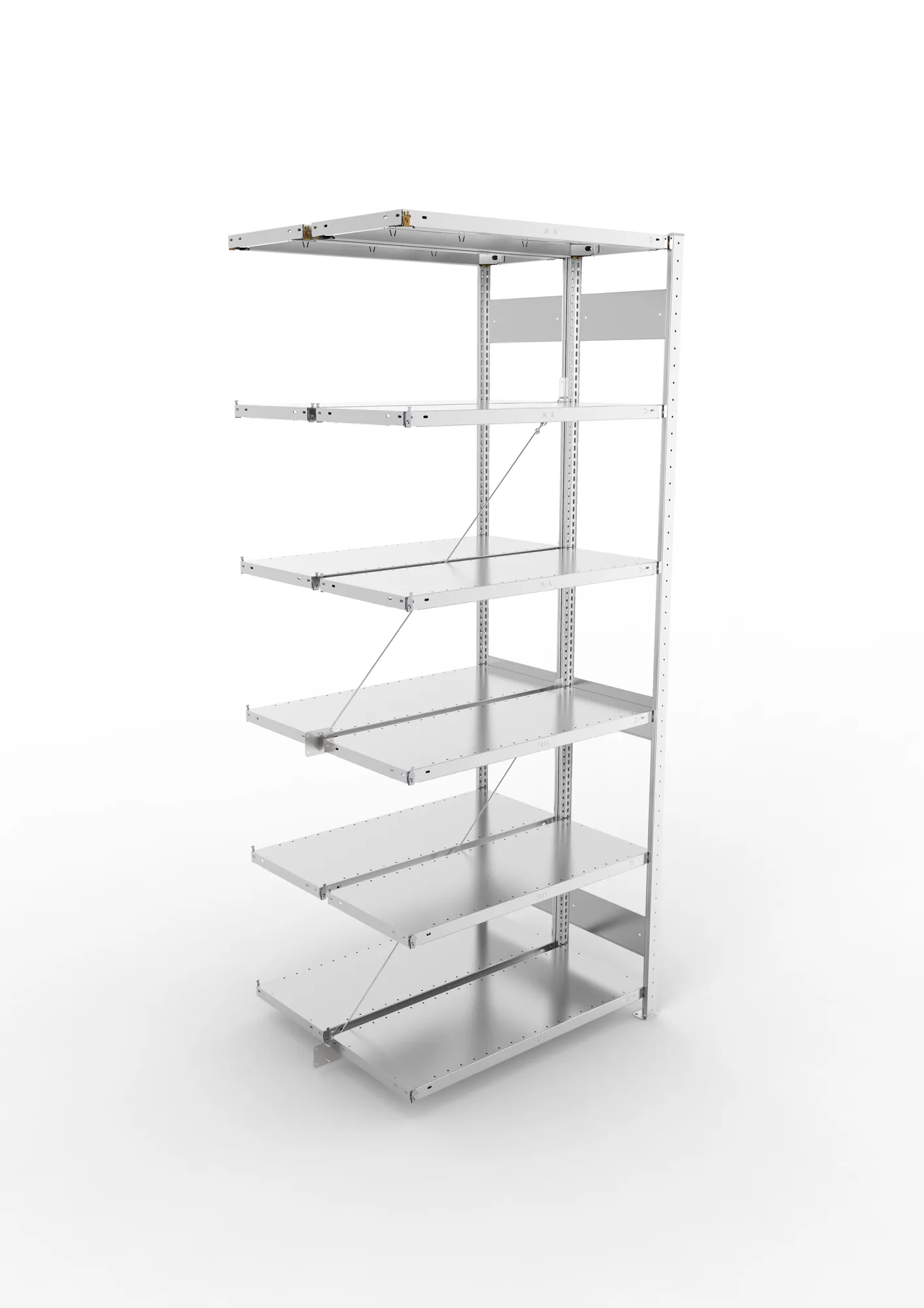 META CLIP, Fachbodenregal, Doppel-Anbauregal, 2500 x 1000 x 400 mm, Fachlast 150 kg, 6 Ebenen, verzinkt – Ansicht von oben