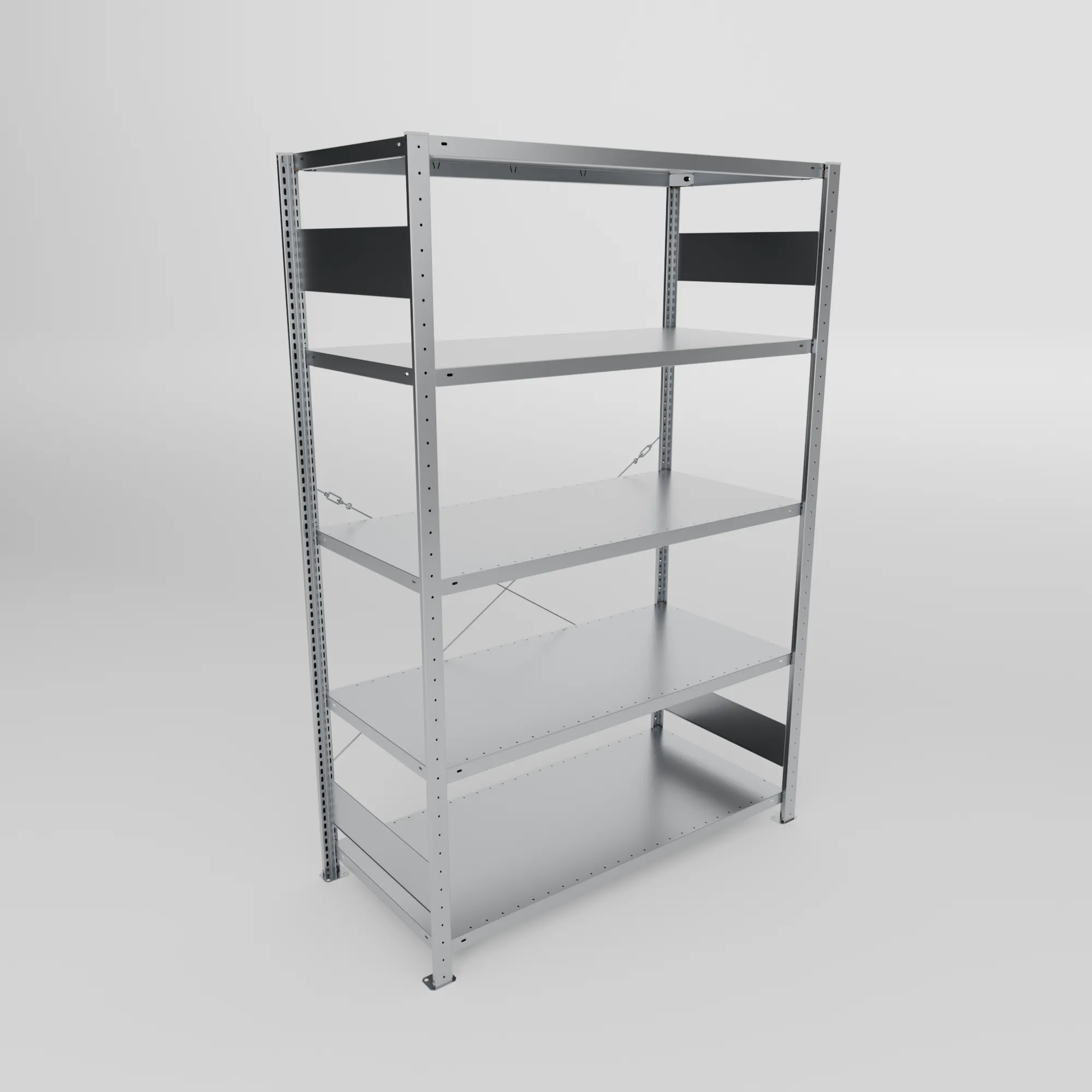META CLIP S3, Fachbodenregal, Grundregal, 2000 x 1300 x 600 mm, Fachlast 150 kg, 5 Ebenen, verzinkt – Ansicht von oben