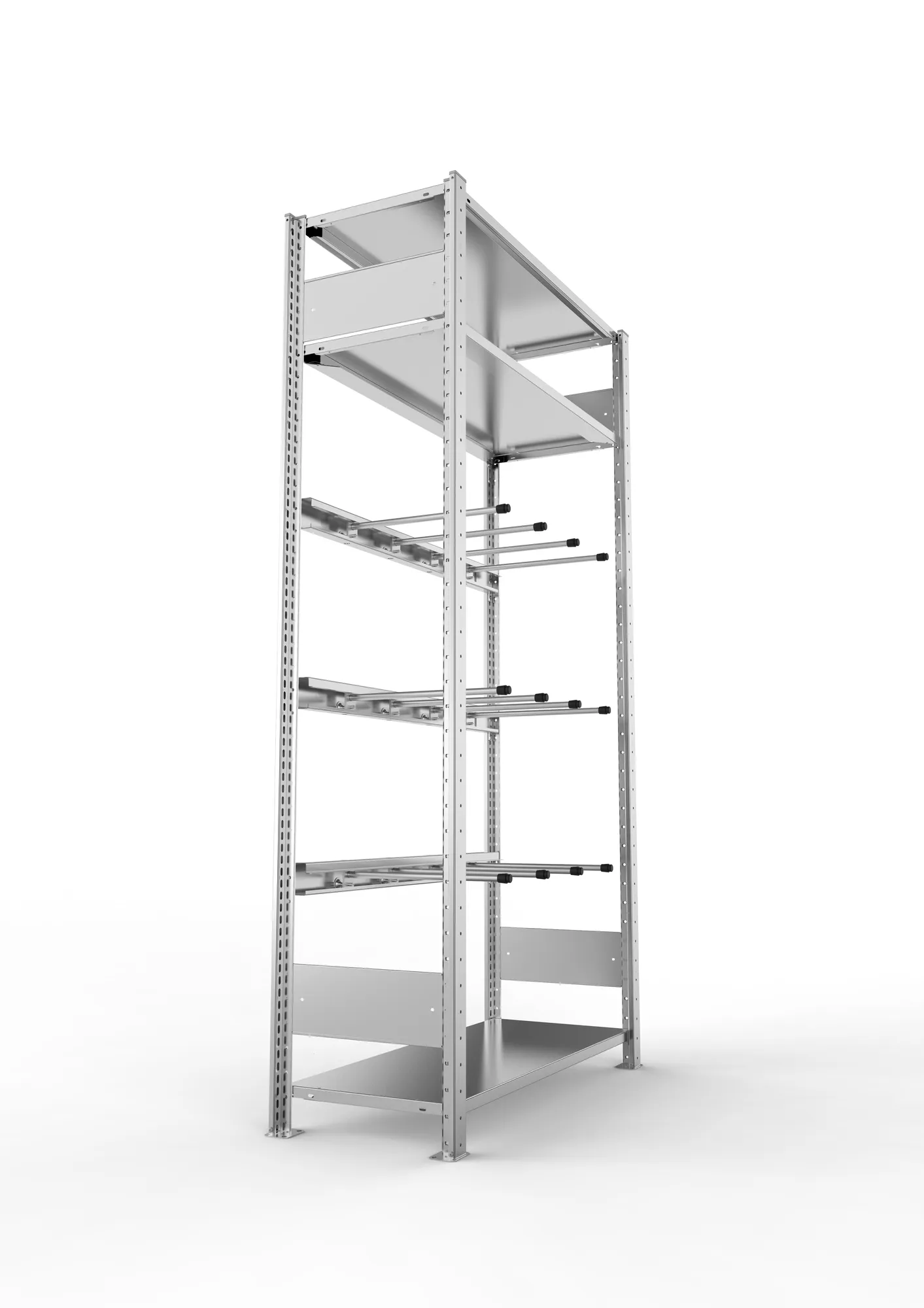 META CLIP, Keilriemenregal, Grundregal, 2000 x 1000 x 400 mm, 3 Ebenen, verzinkt – Seitenansicht