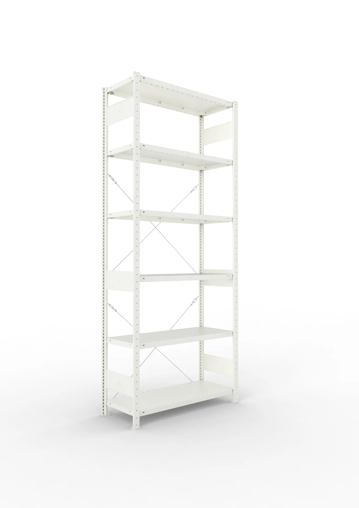 META CLIP, Fachbodenregal, Grundregal, 2500 x 1000 x 400 mm, Fachlast 150 kg, 6 Ebenen, RAL 7035 – Ansicht in Blickhöhe