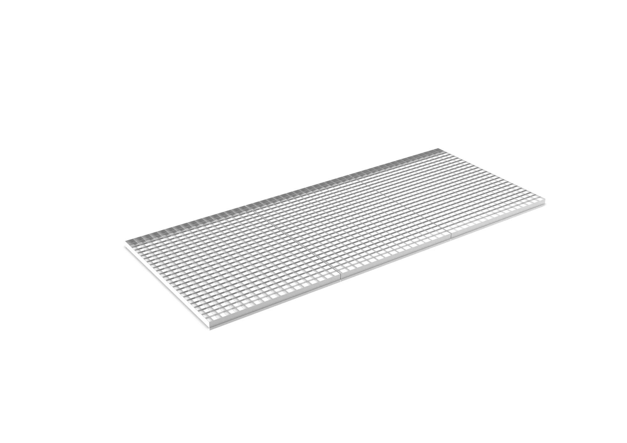 META MULTIPAL, Gitterrostboden aufgelegt, 2700 x 1100 mm, 850 kg/m², feuerverzinkt – Ansicht in Blickhöhe