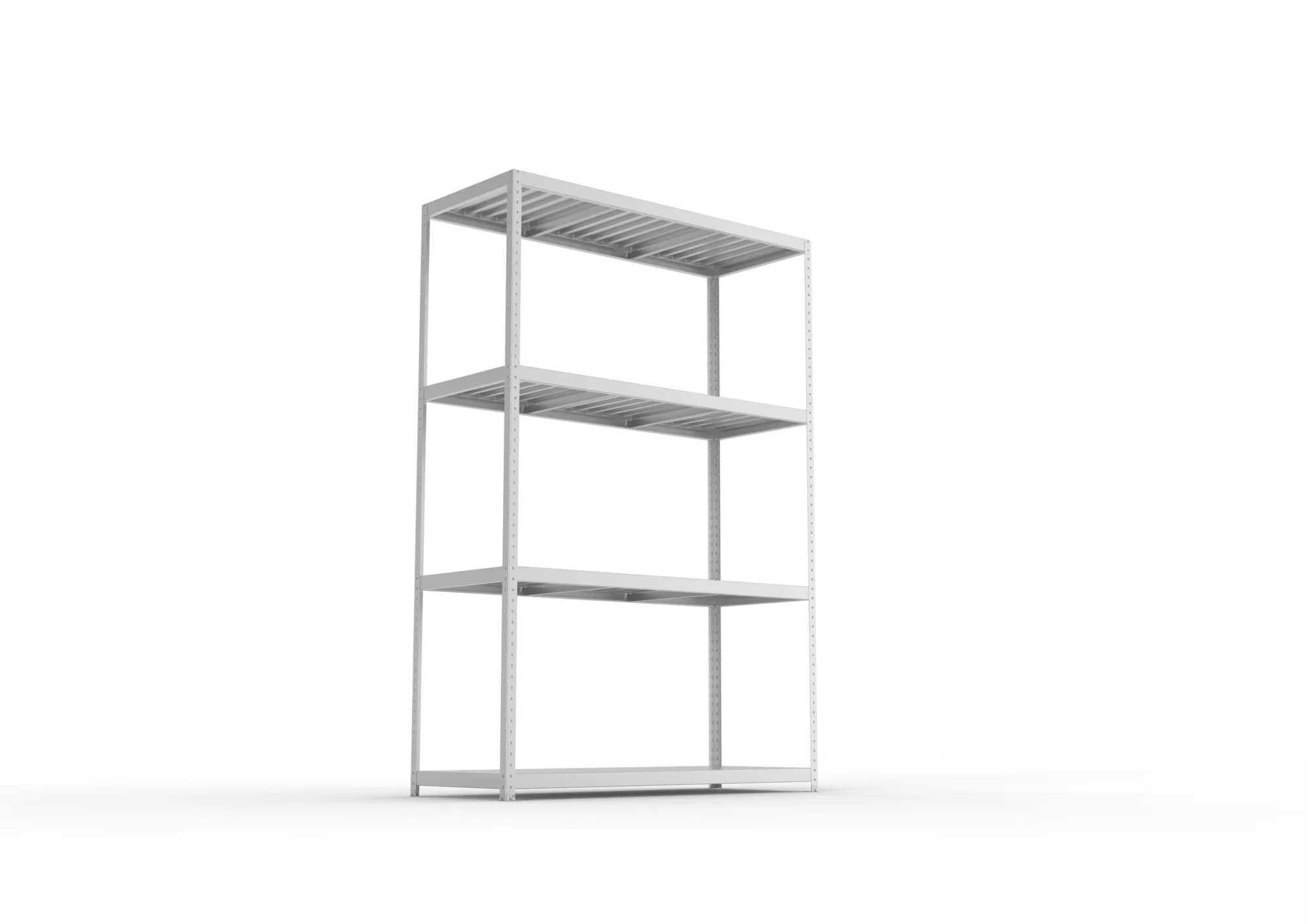 META SPEED-RACK, Weitspannregal, 2970 x 2000 x 800 mm, Fachlast 500 kg, Stahlpaneelböden, 4 Ebenen – Ansicht von unten