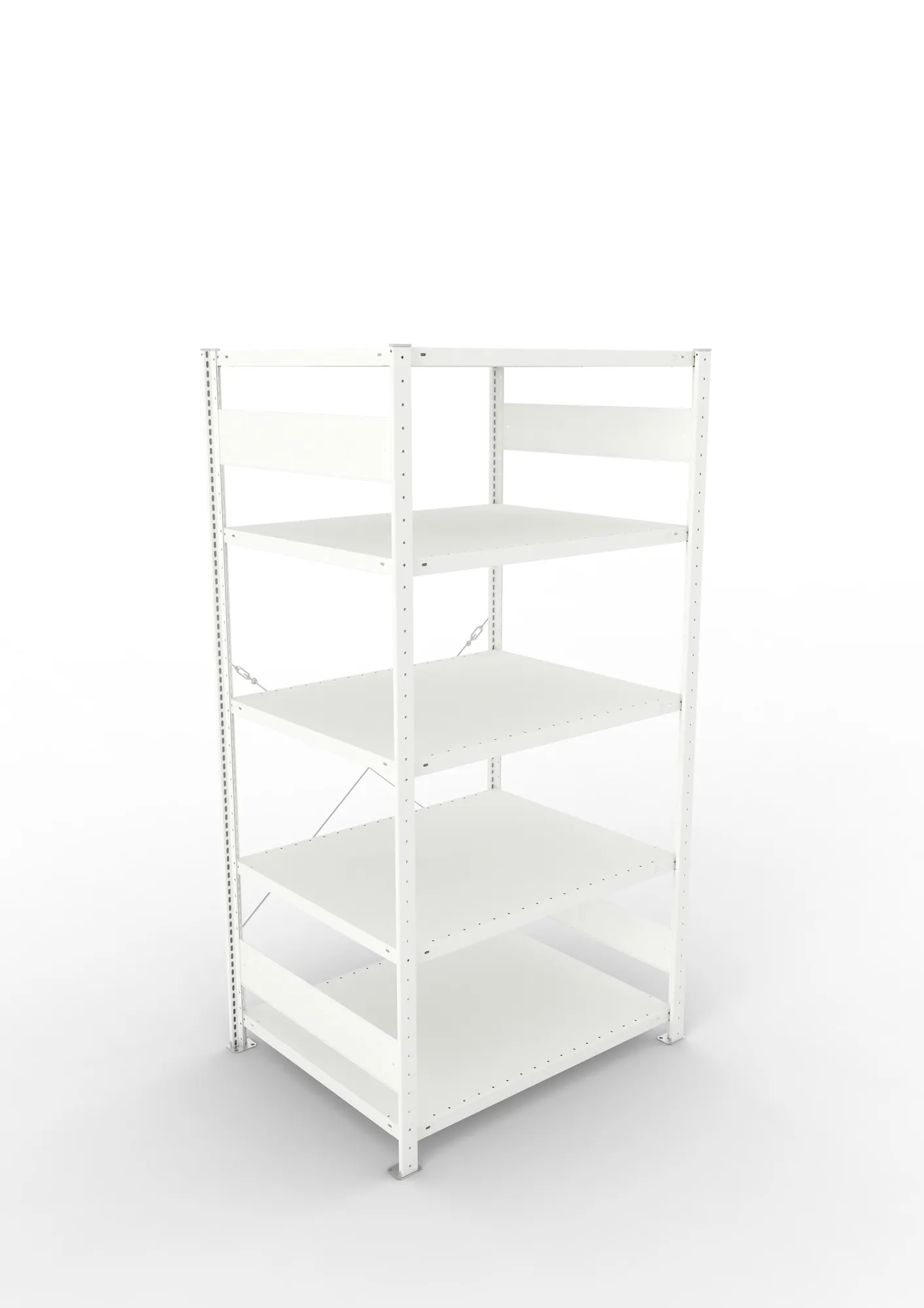 META CLIP, Fachbodenregal, Grundregal, 2000 x 1000 x 800 mm, Fachlast 330 kg, 5 Ebenen, RAL 7035 – Ansicht von oben