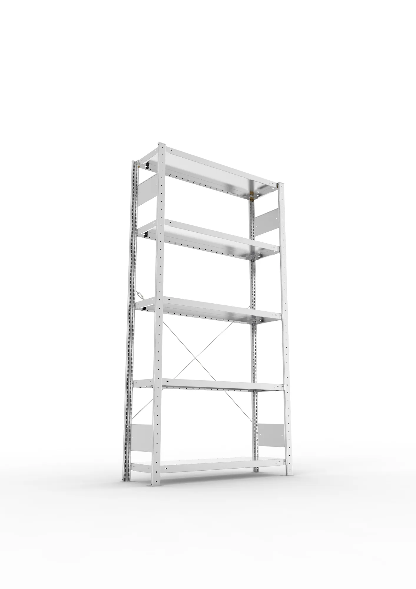 META CLIP S3, Fachbodenregal, Grundregal, 2000 x 1000 x 300 mm, Fachlast 230 kg, 5 Ebenen, verzinkt – Ansicht von unten