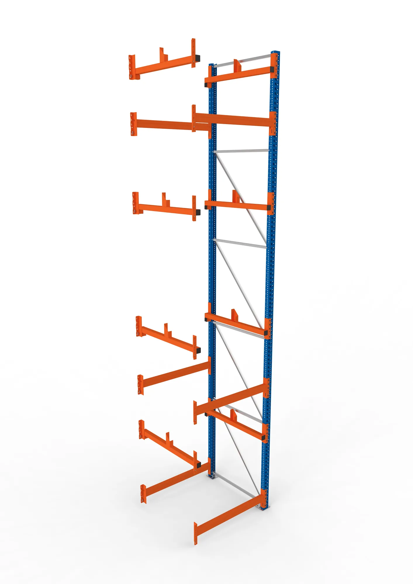 META MULTIPAL, Kabeltrommelregal, Anbauregal, 5500 x 1100 x 1100 mm, Feldlast 5500 kg, 2 Ebenen, Typ 1, RAL 5010 – Ansicht von oben