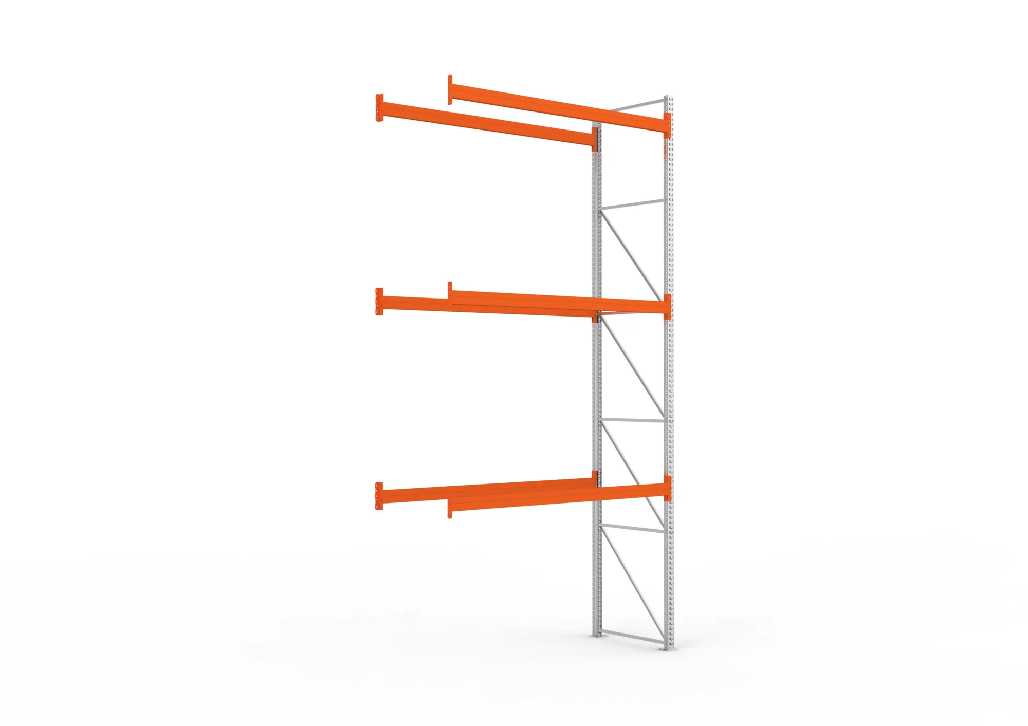 META MULTIPAL, Palettenregal, Anbauregal, 5500 x 2700 x 1100 mm, Fachlast 900 kg, 4 Ebenen, 12 Paletten, verzinkt – Ansicht in Blickhöhe