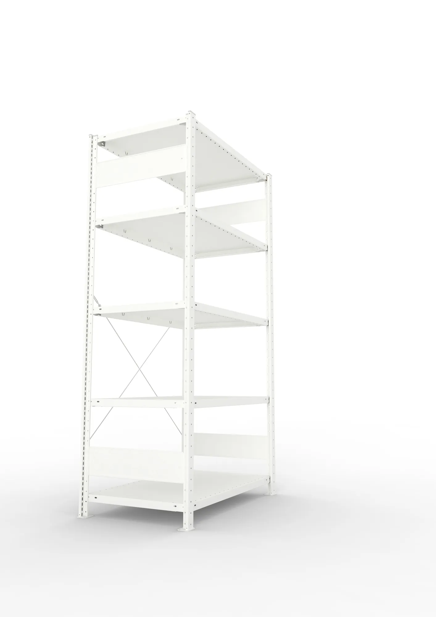 META CLIP, Fachbodenregal, Grundregal, 2000 x 1000 x 600 mm, Fachlast 150 kg, 5 Ebenen, RAL 7035 – Seitenansicht
