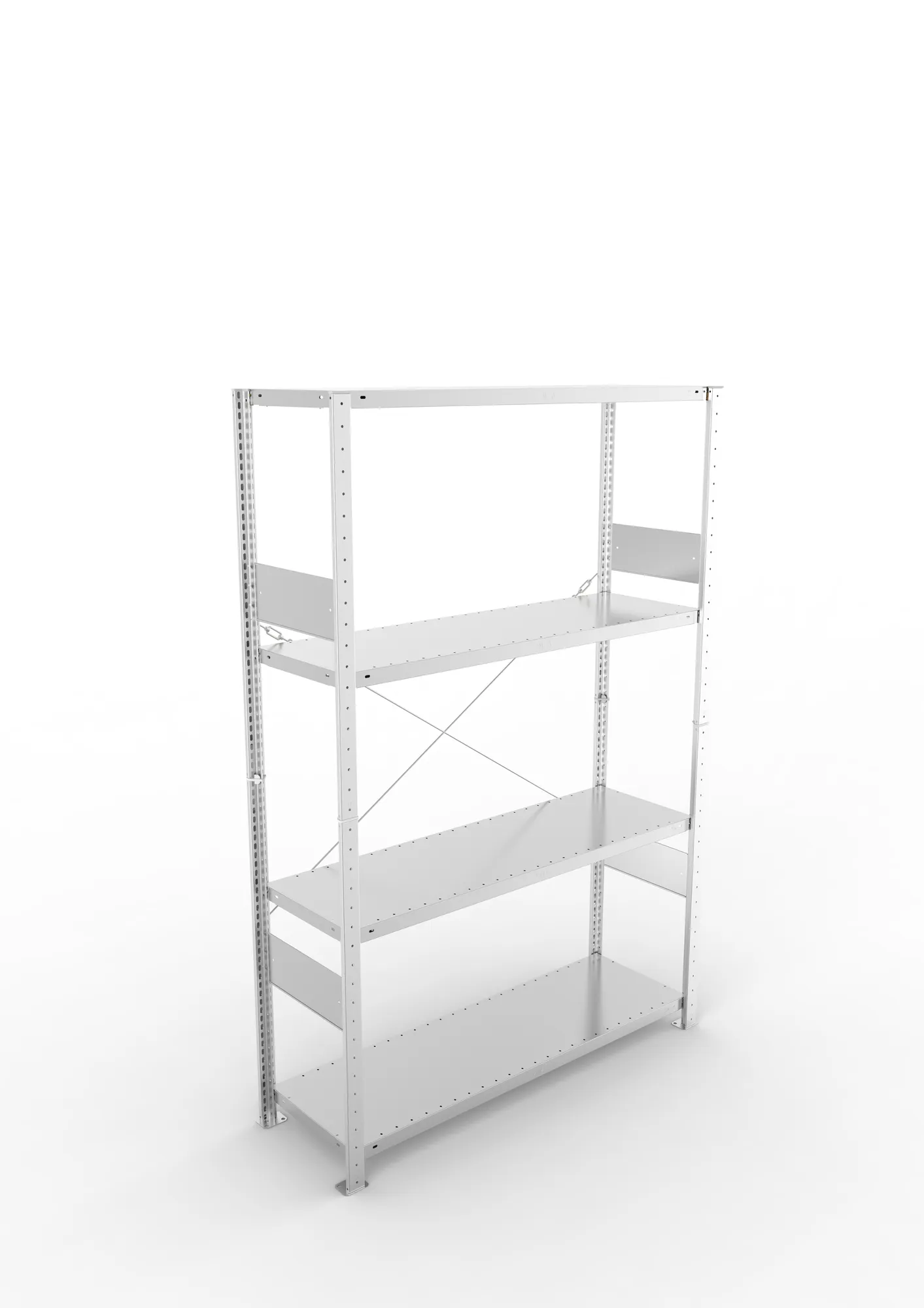 META CLIP SPLIT, Fachbodenregal, Grundregal, 2000 x 1300 x 400 mm, Fachlast 150 kg, 4 Ebenen, verzinkt – Ansicht von oben