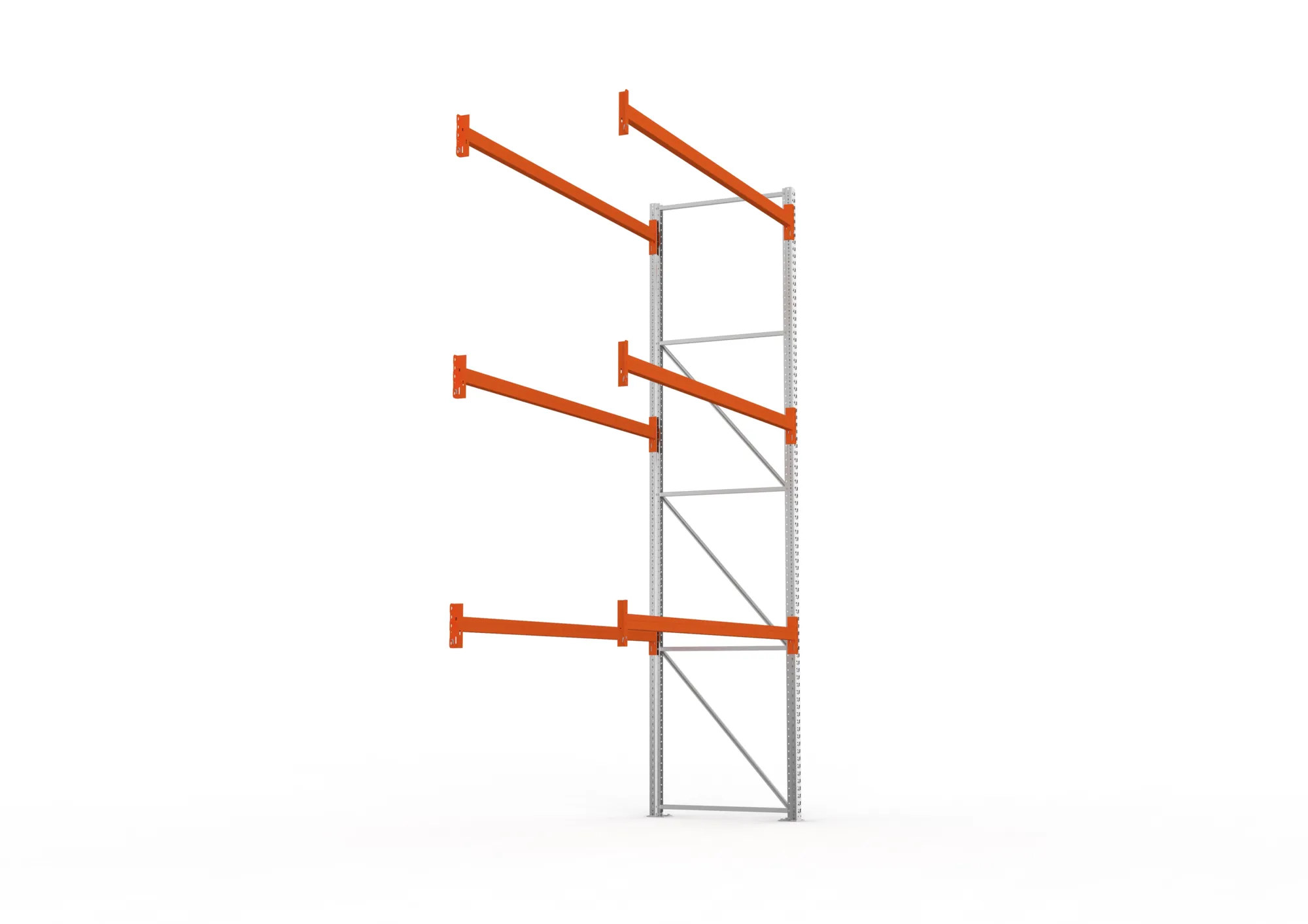 META MULTIPAL, Palettenregal, Anbauregal, 4400 x 2700 x 1100 mm, Fachlast 480 kg, 4 Ebenen, 12 Paletten, verzinkt – Seitenansicht