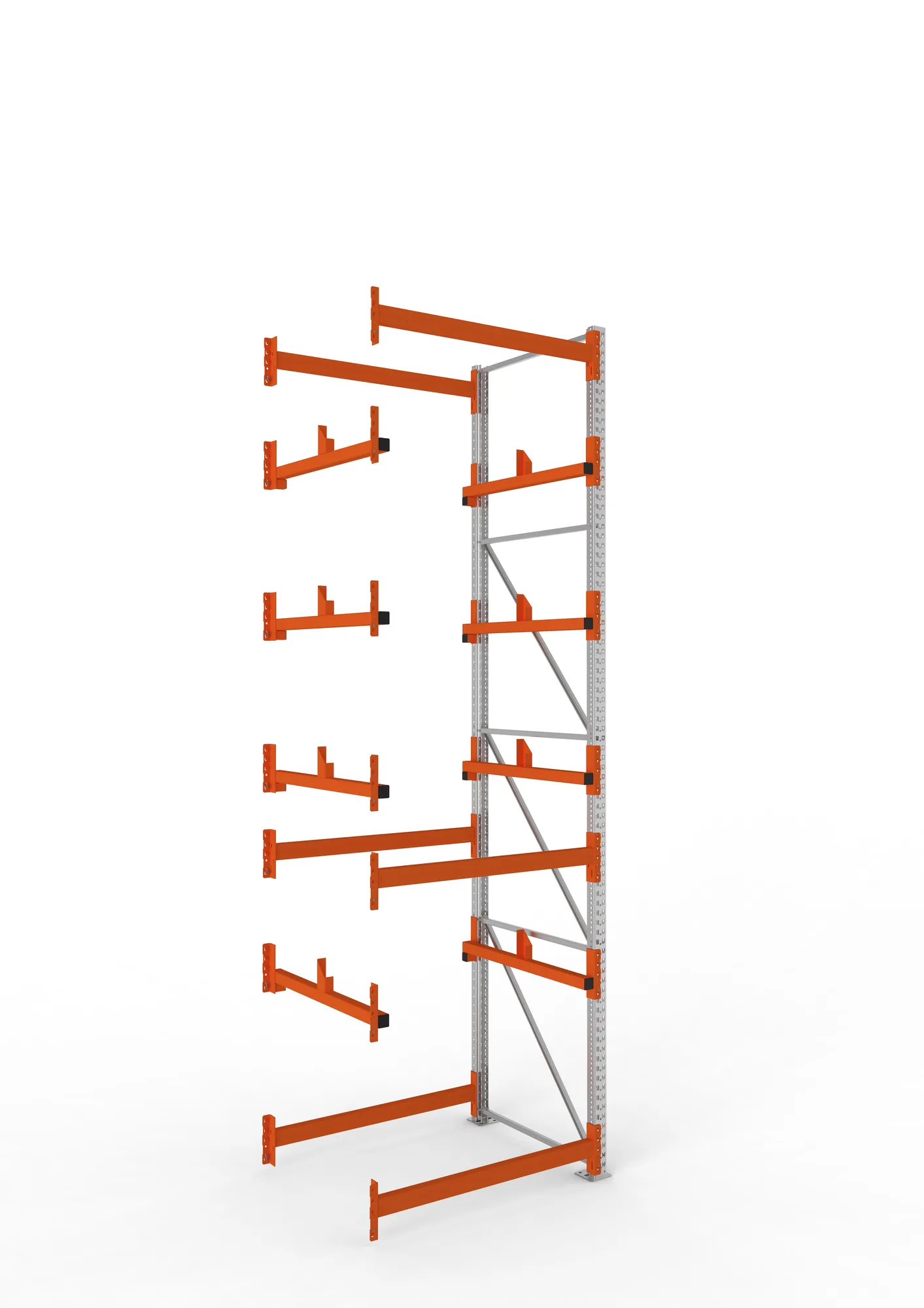META MULTIPAL, Kabeltrommelregal, Anbauregal, 4400 x 1300 x 1100 mm, Feldlast 5500 kg, 2 Ebenen, Typ 1, verzinkt – Ansicht in Blickhöhe