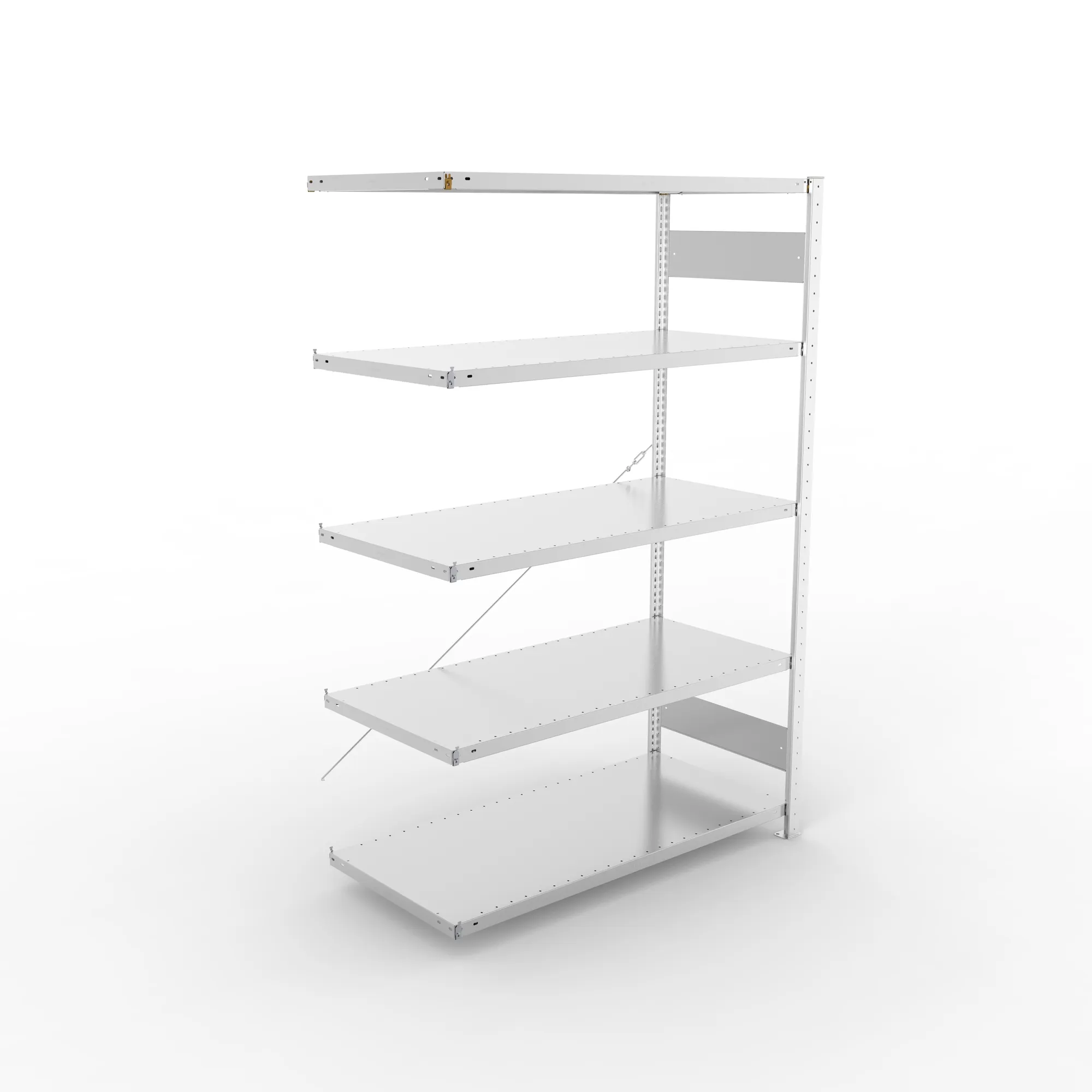 META CLIP, Fachbodenregal, Anbauregal, 2000 x 1300 x 600 mm, Fachlast 230 kg, 5 Ebenen, verzinkt – Ansicht von oben
