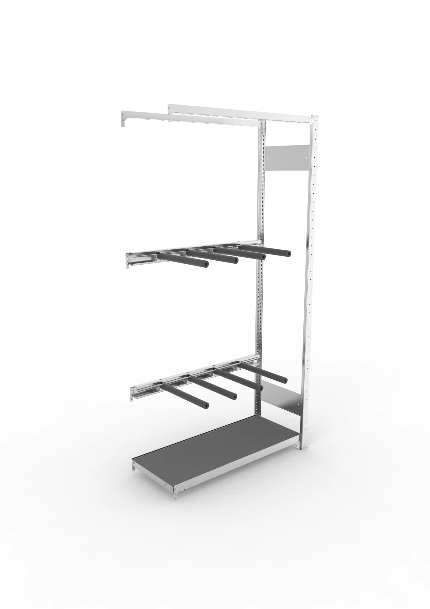 META CLIP, Abgasanlagenregal, Anbauregal, 2000 x 1000 x 400 mm, stehende Lagerung, verzinkt – Ansicht von oben