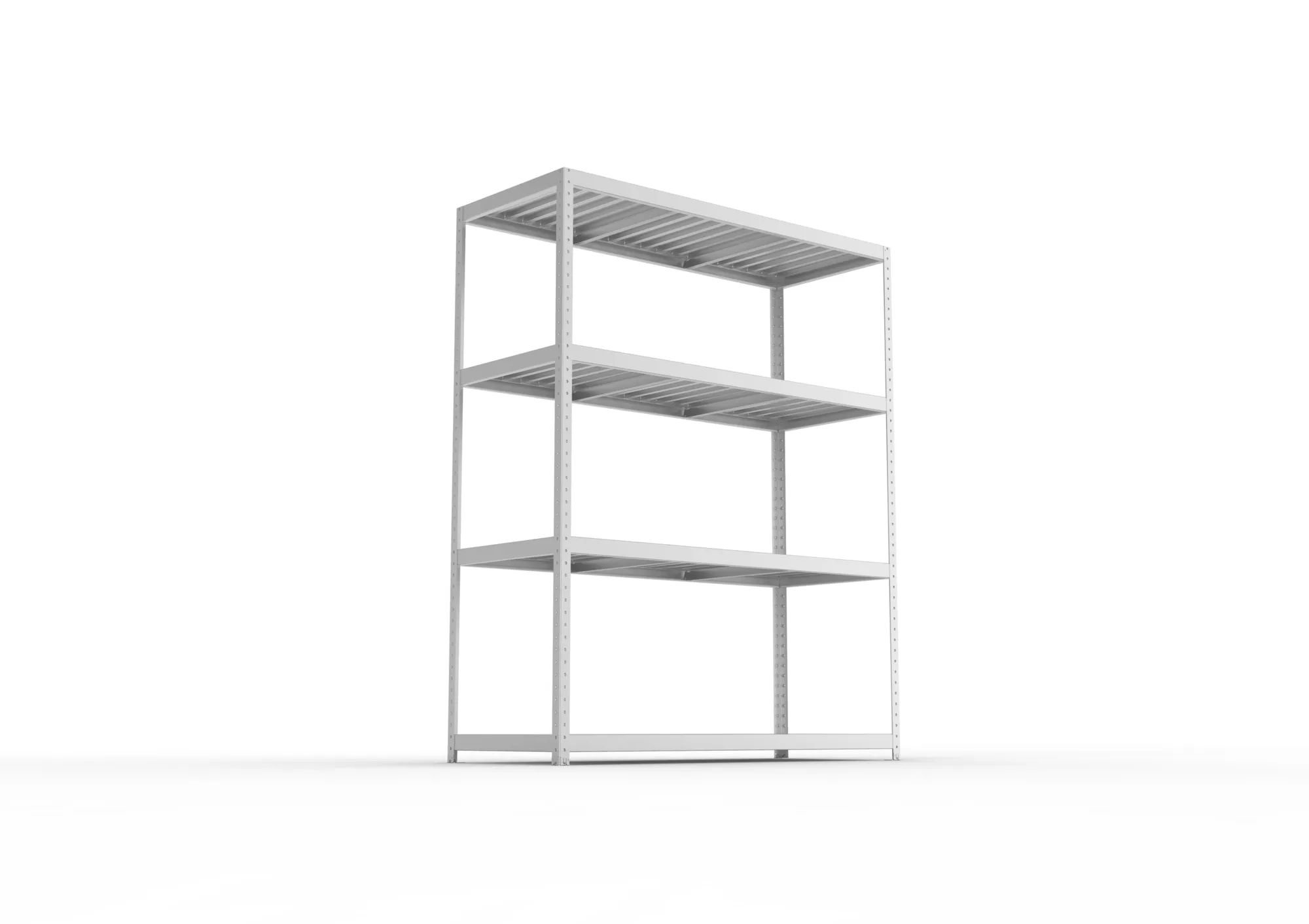 META SPEED-RACK, Weitspannregal, 2470 x 2000 x 800 mm, Fachlast 500 kg, Stahlpaneelböden, 4 Ebenen – Ansicht von unten