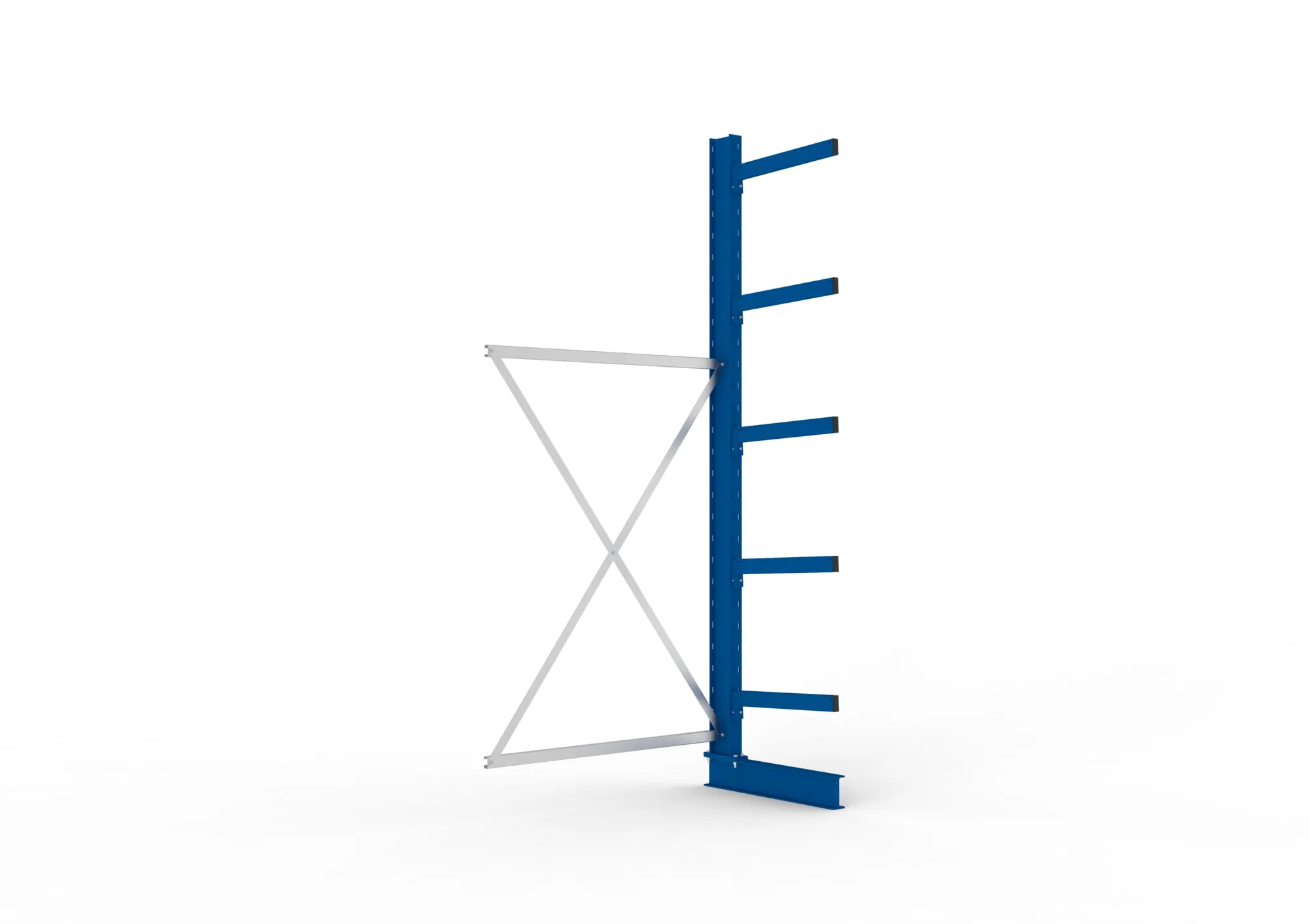 META MULTISTRONG M, Kragarmregal, Anbauregal, 3000 x 1300 x 600 mm, Armlast 355 kg, einseitig, 5+1 Ebenen – Ansicht in Blickhöhe