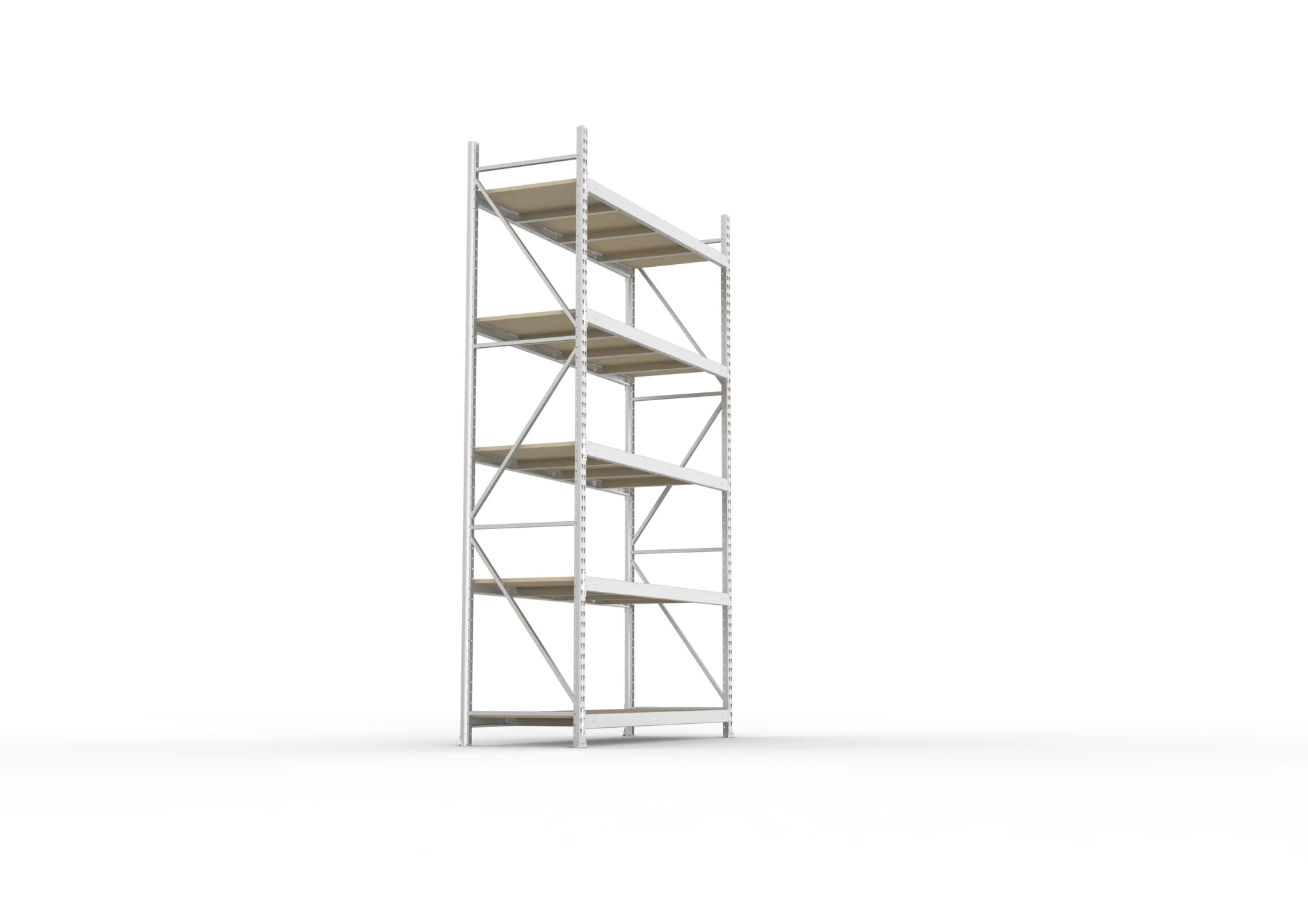 META MINI-RACK, Weitspannregal, Grundregal, 3000 x 1800 x 650 mm, Fachlast 600 kg, Spanplattenböden, 5 Ebenen – Seitenansicht