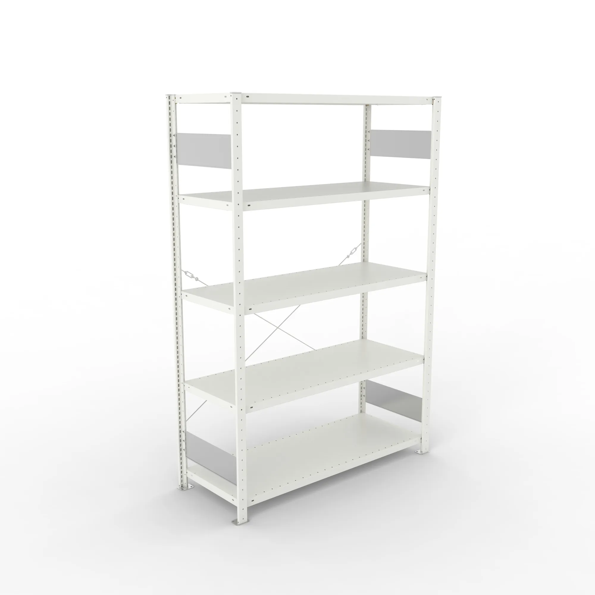 META CLIP S3, Fachbodenregal, Grundregal, 2000 x 1300 x 500 mm, Fachlast 150 kg, 5 Ebenen, RAL 7035 – Ansicht von oben