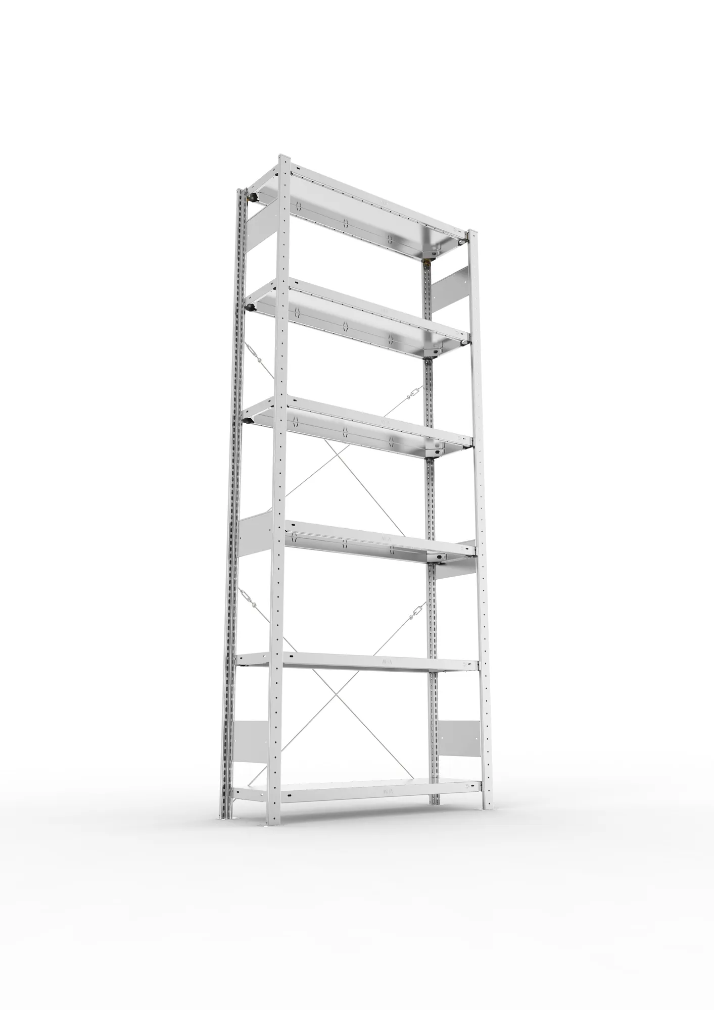 META CLIP, Fachbodenregal, Grundregal, 2500 x 1000 x 300 mm, Fachlast 150 kg, 6 Ebenen, verzinkt – Ansicht von unten