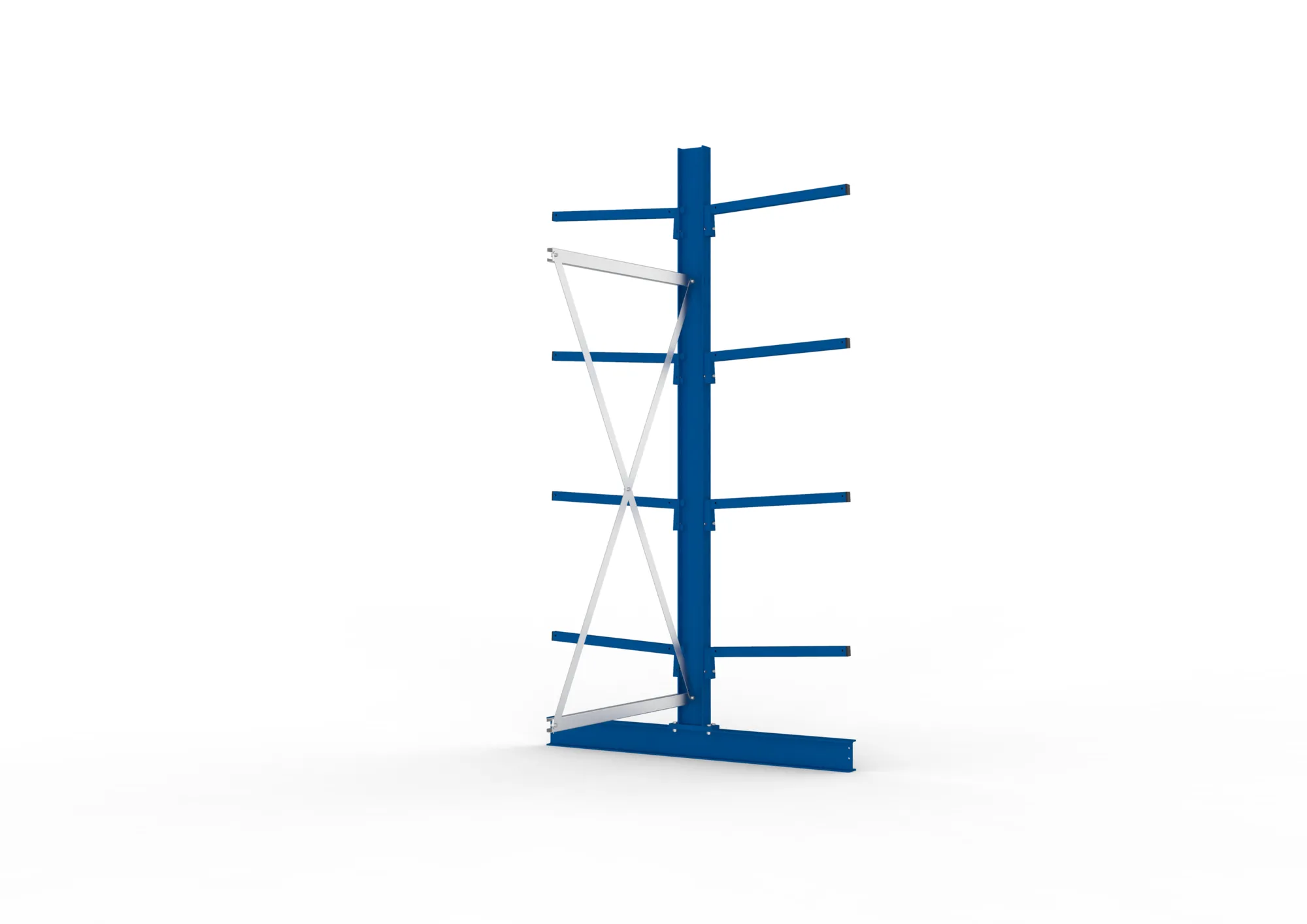 META MULTISTRONG L, Kragarmregal, Anbauregal, 2500 x 1000 x 600 mm, Armlast 140 kg, doppelseitig, 4+1 Ebenen – Seitenansicht