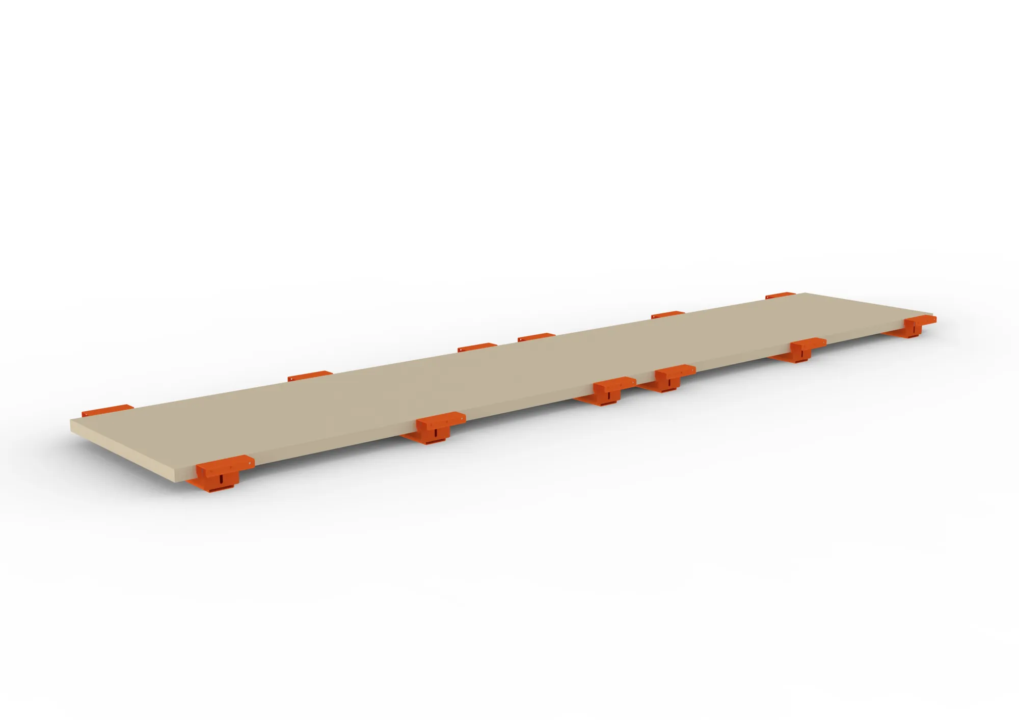 META MULTIPAL, Zusatzboden Spanplatte 38 mm, 3600 x 800 mm, mit Tiefenauflage – Ansicht in Blickhöhe