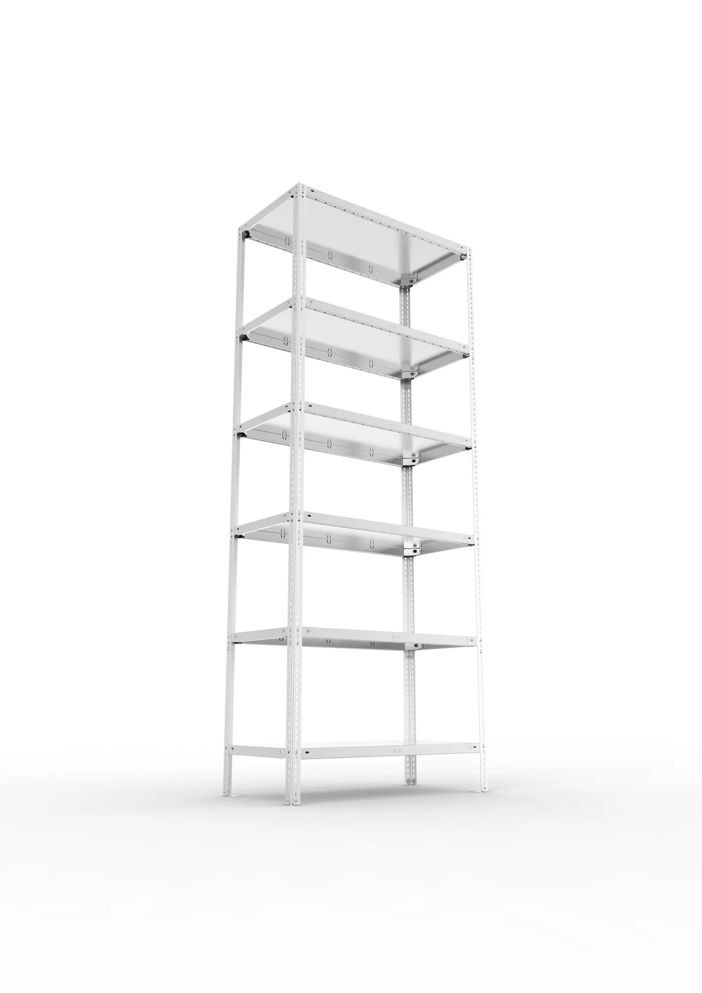 META FIX, Fachbodenregal, Grundregal, 2500 x 1000 x 500 mm, Fachlast 150 kg, 6 Ebenen, verzinkt – Ansicht von unten