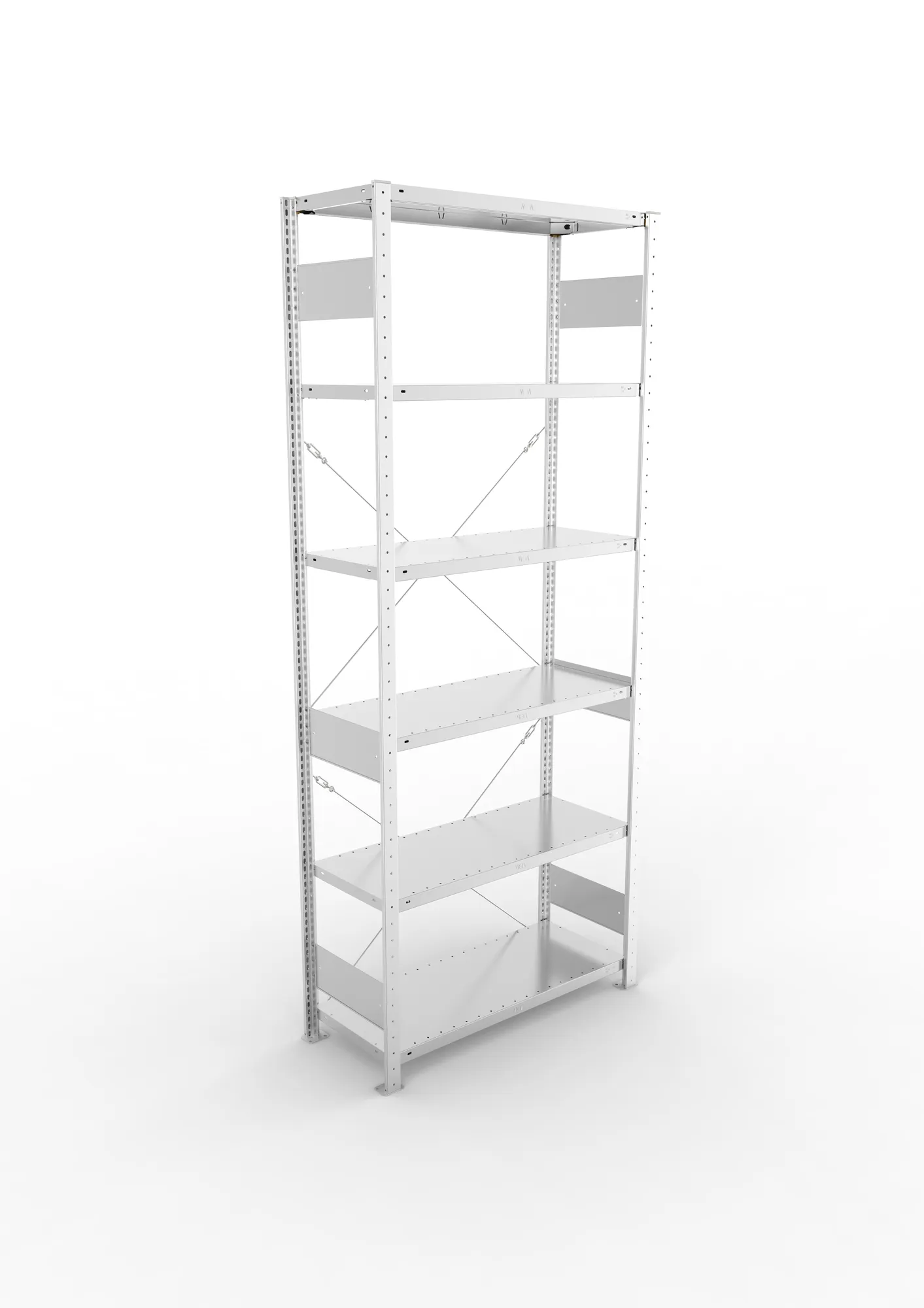META CLIP S3, Fachbodenregal, Grundregal, 2500 x 1000 x 400 mm, Fachlast 150 kg, 6 Ebenen, verzinkt – Ansicht von oben