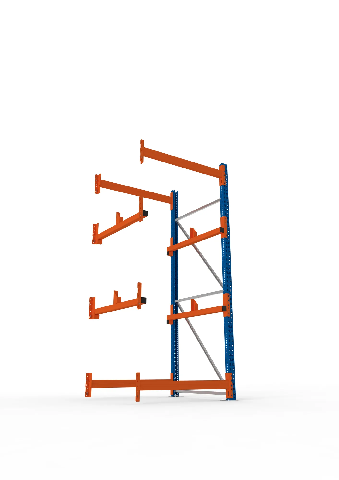 META MULTIPAL, Kabeltrommelregal, Anbauregal, 2700 x 1100 x 1100 mm, Feldlast 4000 kg, 2 Ebenen, Typ 1, RAL 5010 – Ansicht von unten