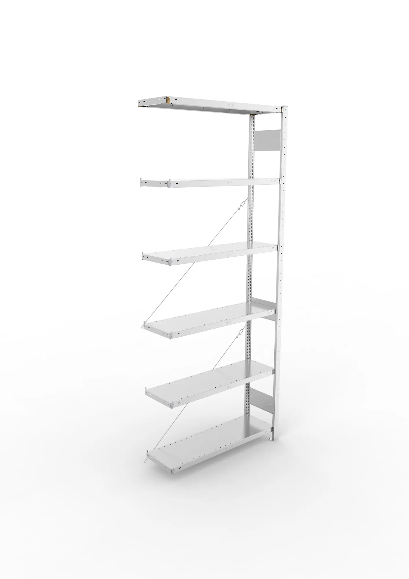 META CLIP, Fachbodenregal, Anbauregal, 2500 x 1000 x 300 mm, Fachlast 150 kg, 6 Ebenen, verzinkt – Ansicht von oben