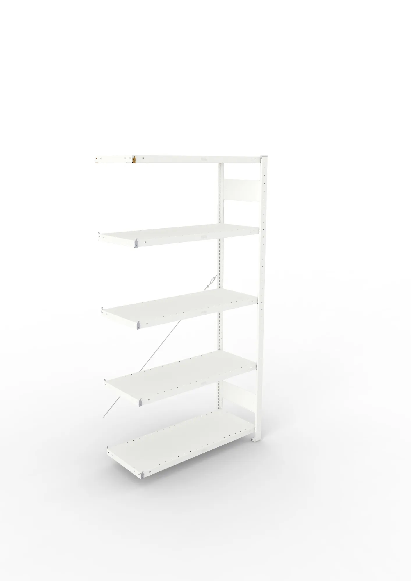 META CLIP, Fachbodenregal, Anbauregal, 2000 x 1000 x 400 mm, Fachlast 230 kg, 5 Ebenen, RAL 7035 – Ansicht von oben