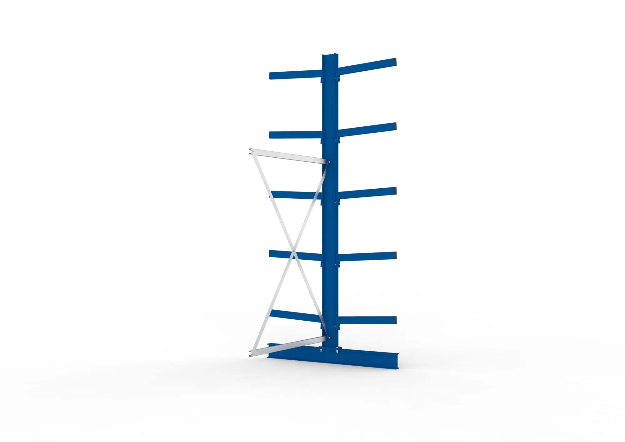 META MULTISTRONG M, Kragarmregal, Anbauregal, 3000 x 1300 x 600 mm, Armlast 355 kg, doppelseitig, 5+1 Ebenen – Seitenansicht