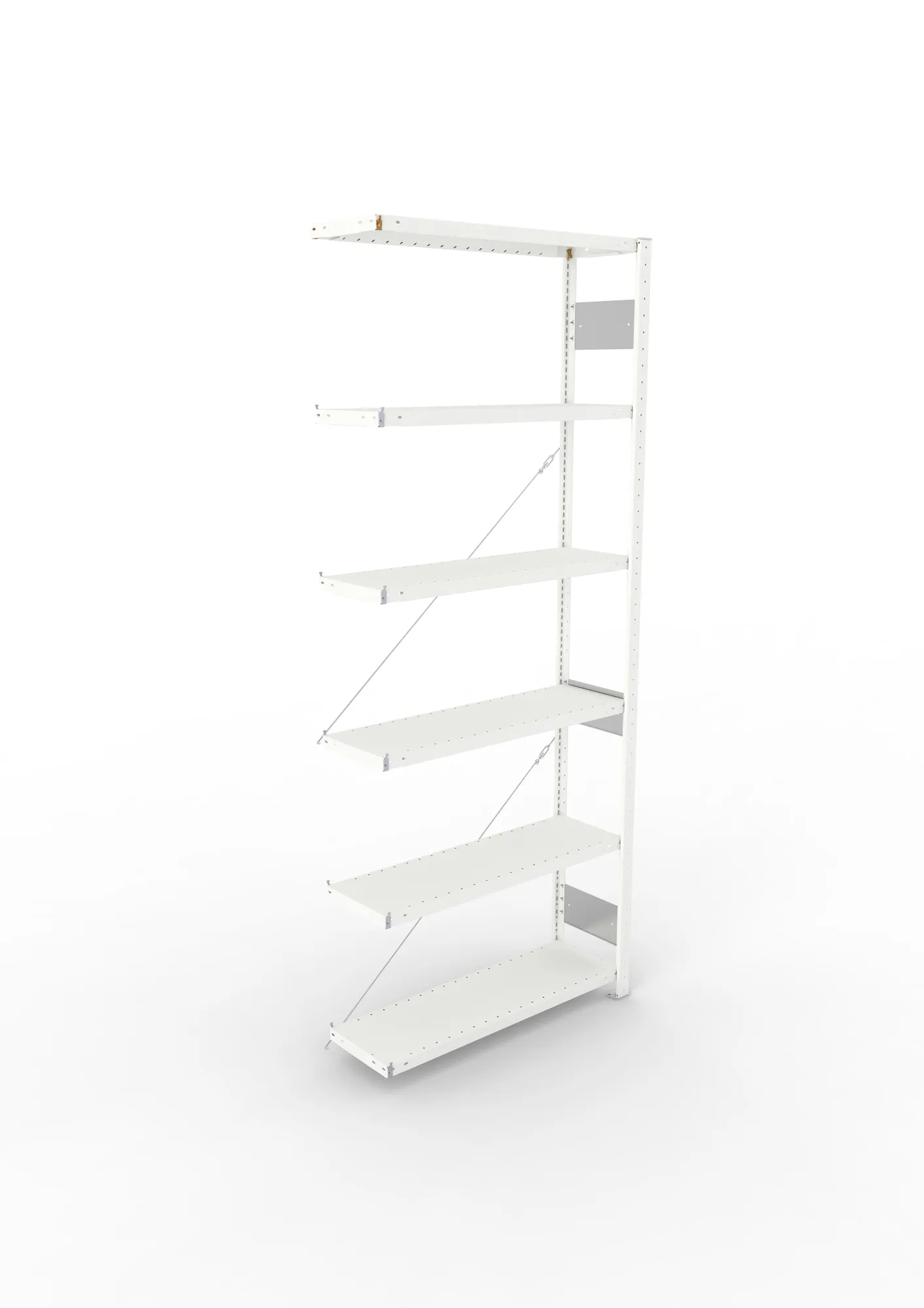 META CLIP S3, Fachbodenregal, Anbauregal, 2500 x 1000 x 300 mm, Fachlast 230 kg, 6 Ebenen, RAL 7035 – Ansicht von oben